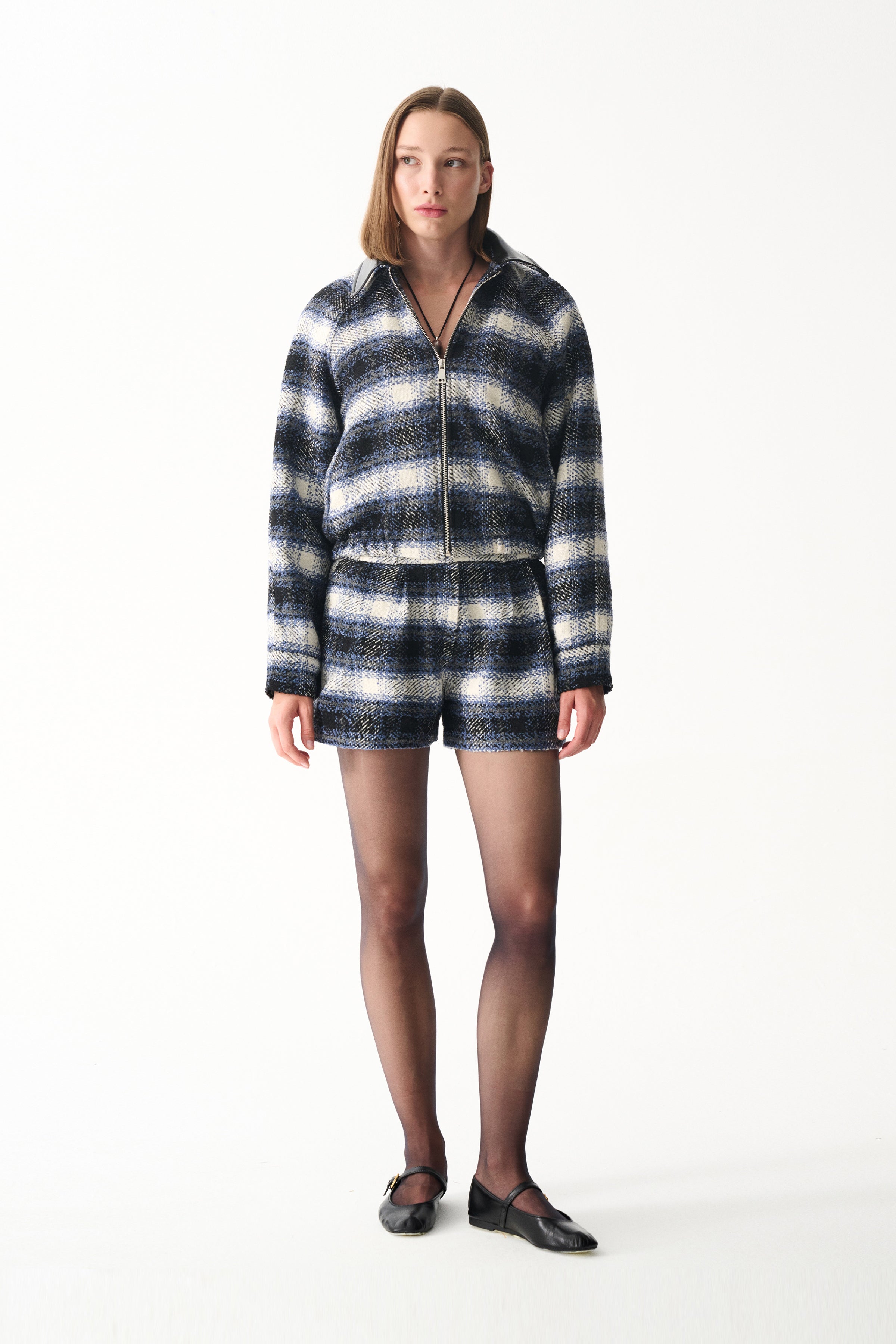 Naia-Indigo Ceket / Laci̇vert Ekoseli̇-Ceket-2-Milagron.com