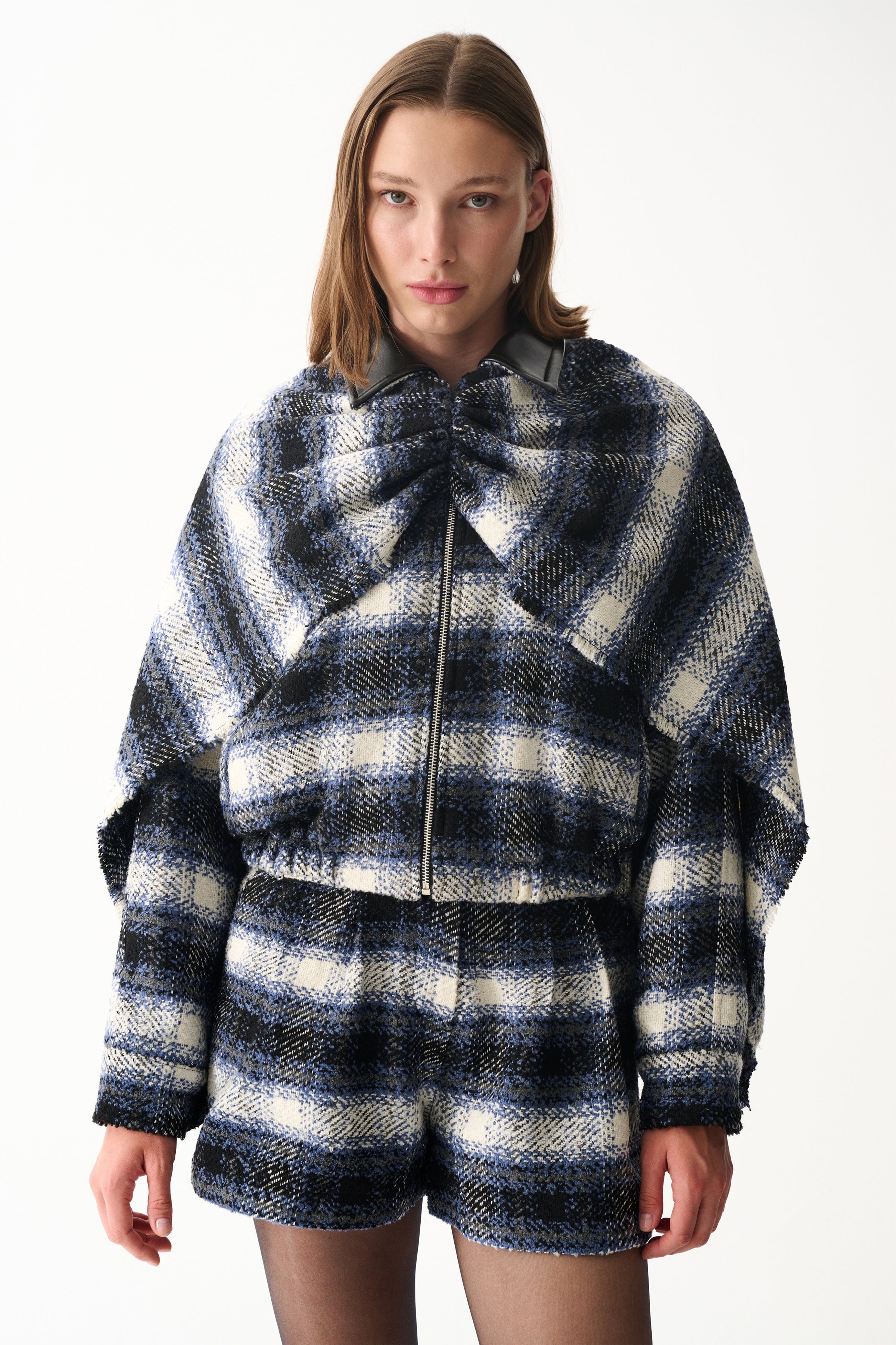 Naia-Indigo Pelerin / Laci̇vert Ekoseli̇-Ceket-4-Milagron.com