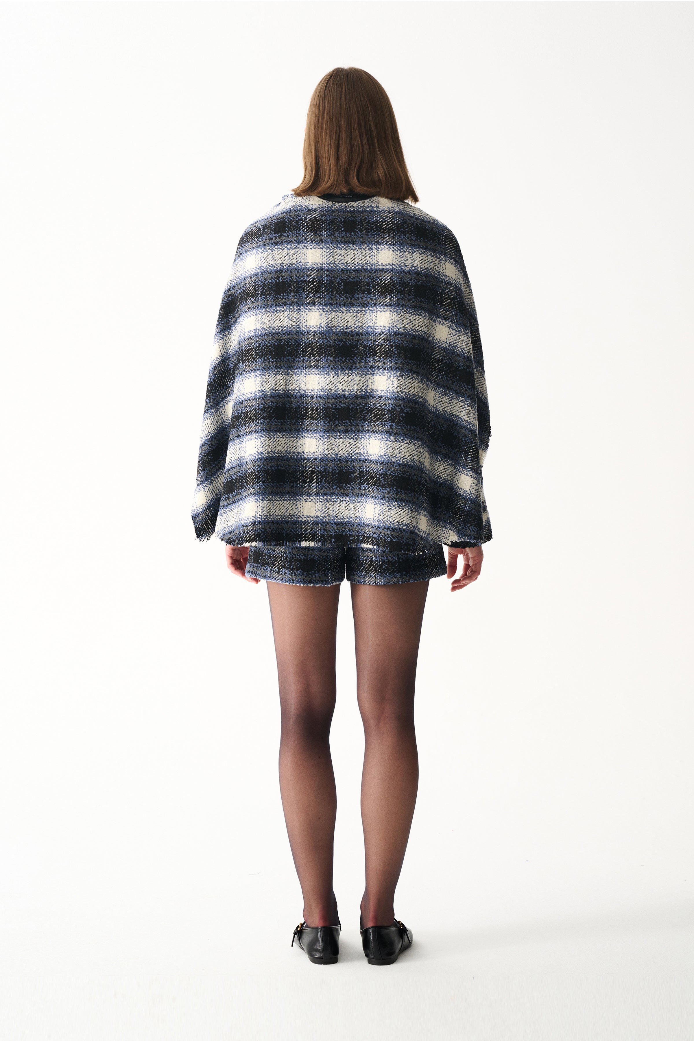 Naia-Indigo Pelerin / Laci̇vert Ekoseli̇-Ceket-8-Milagron.com