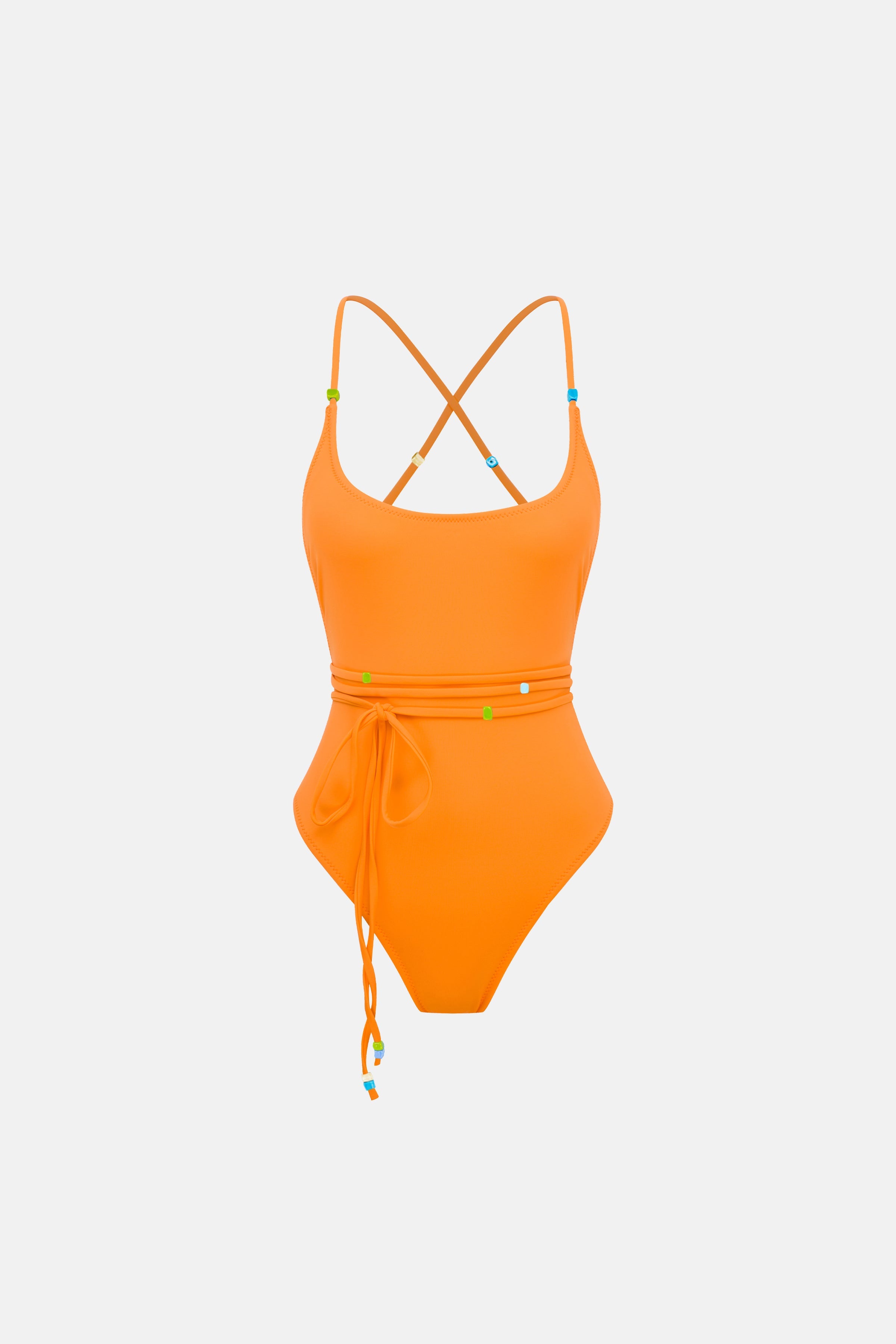 Naia-Leonita Boncuklu Mayo / Turuncu-Bikini & Mayo-1-Milagron.com