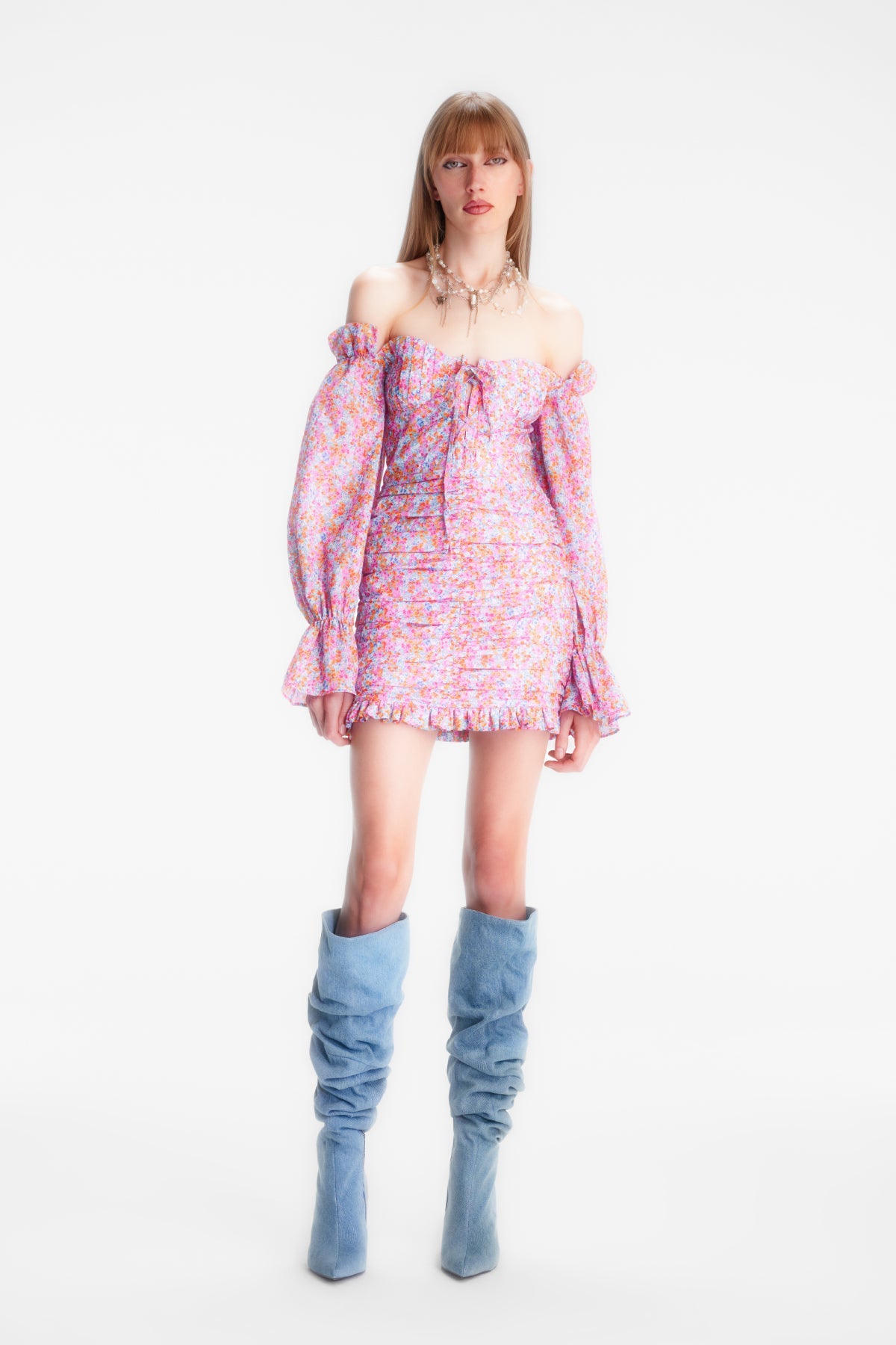 Naia-Lily Elbi̇se / Pembe Çiçekli-Elbise-1-Milagron.com