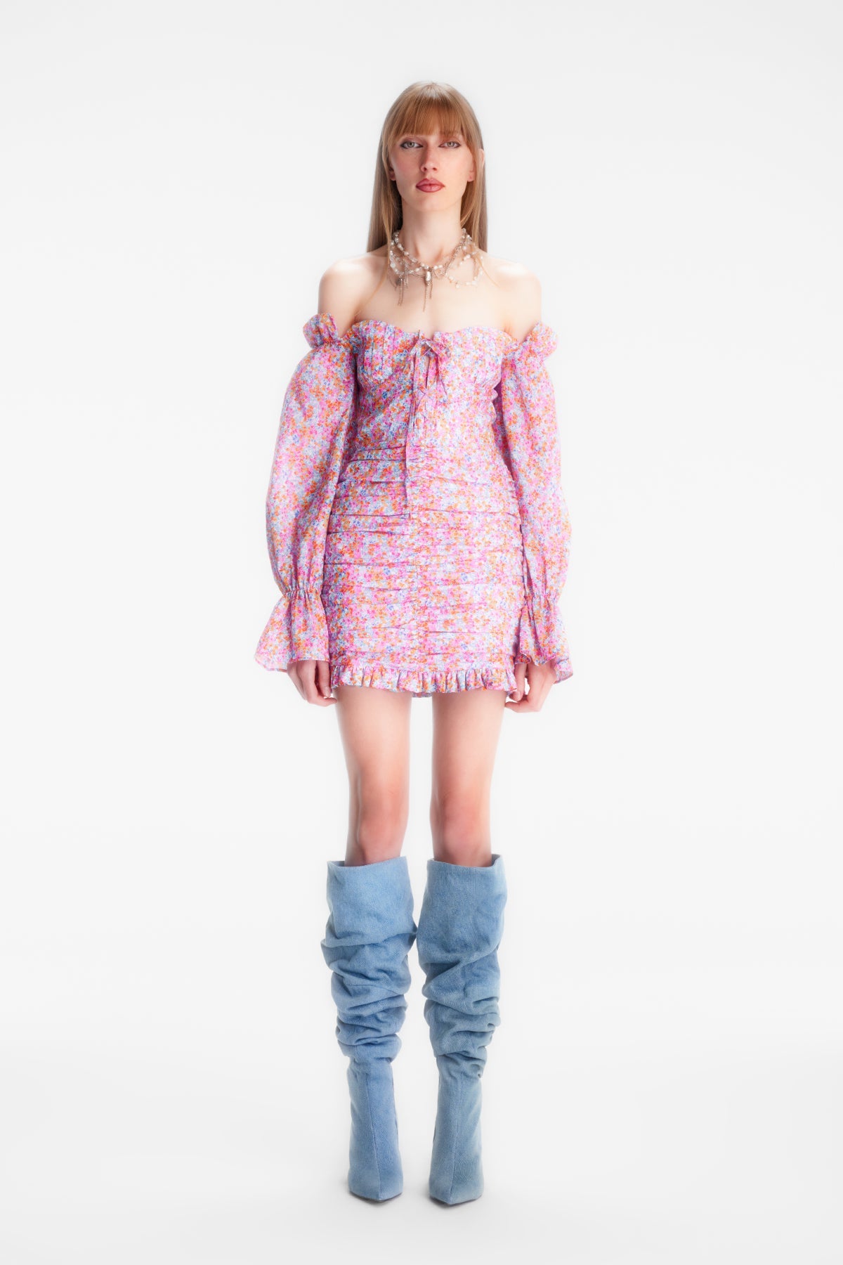 Naia-Lily Elbi̇se / Pembe Çiçekli-Elbise-7-Milagron.com