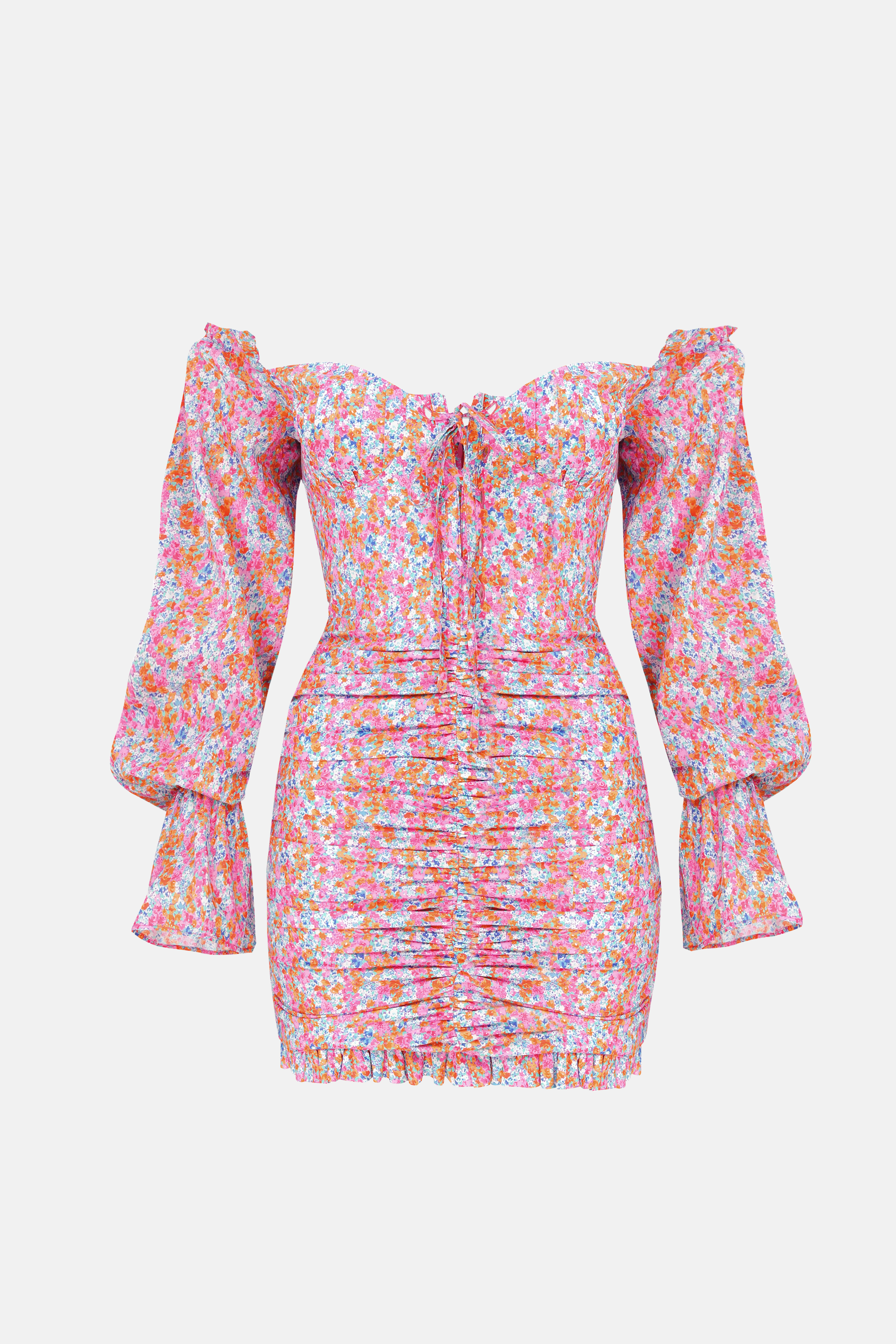 Naia-Lily Elbi̇se / Pembe Çiçekli-Elbise-8-Milagron.com