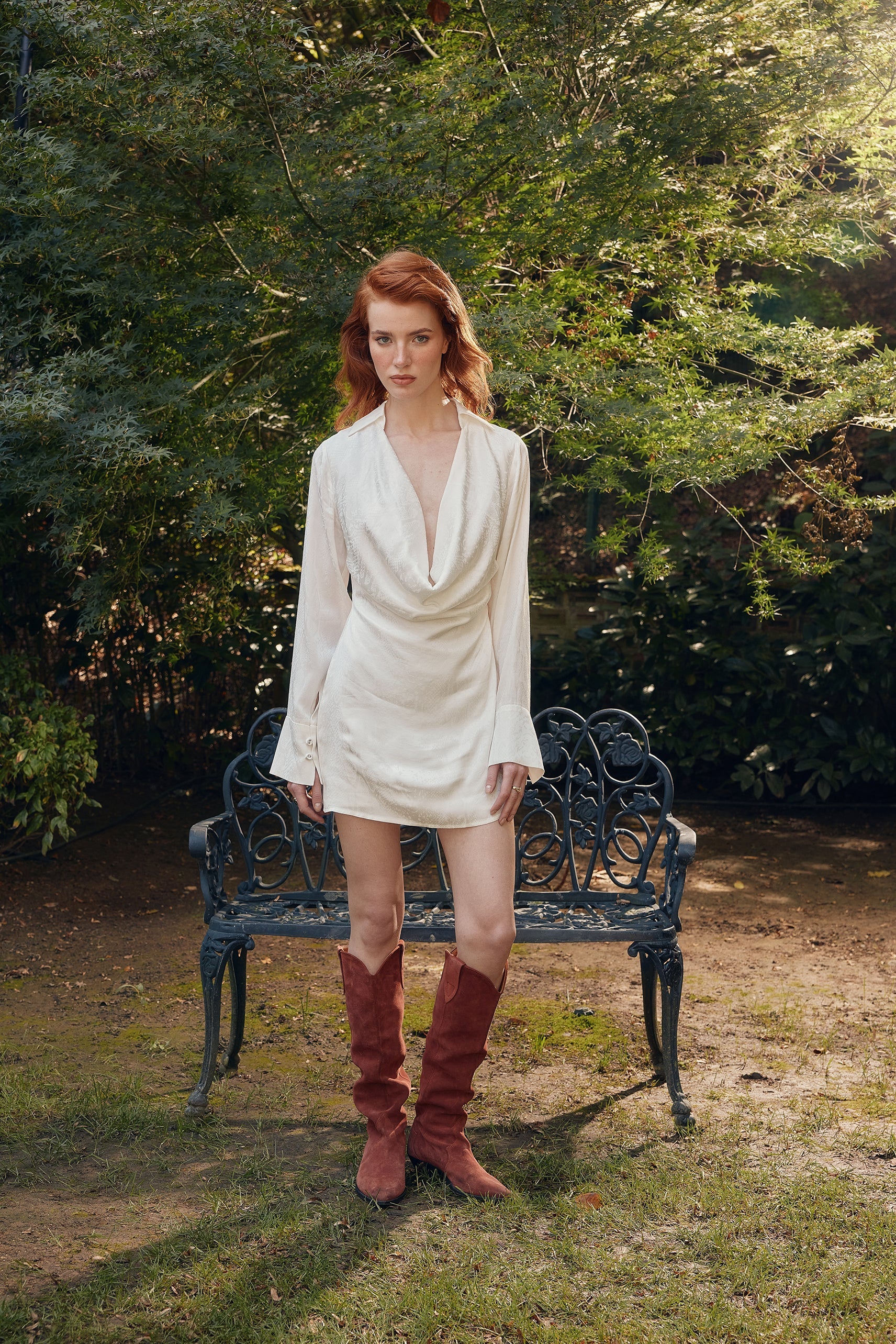 Naia-Lucia Degaje Elbise / Beyaz Leopar Desenli-Elbise-1-Milagron.com