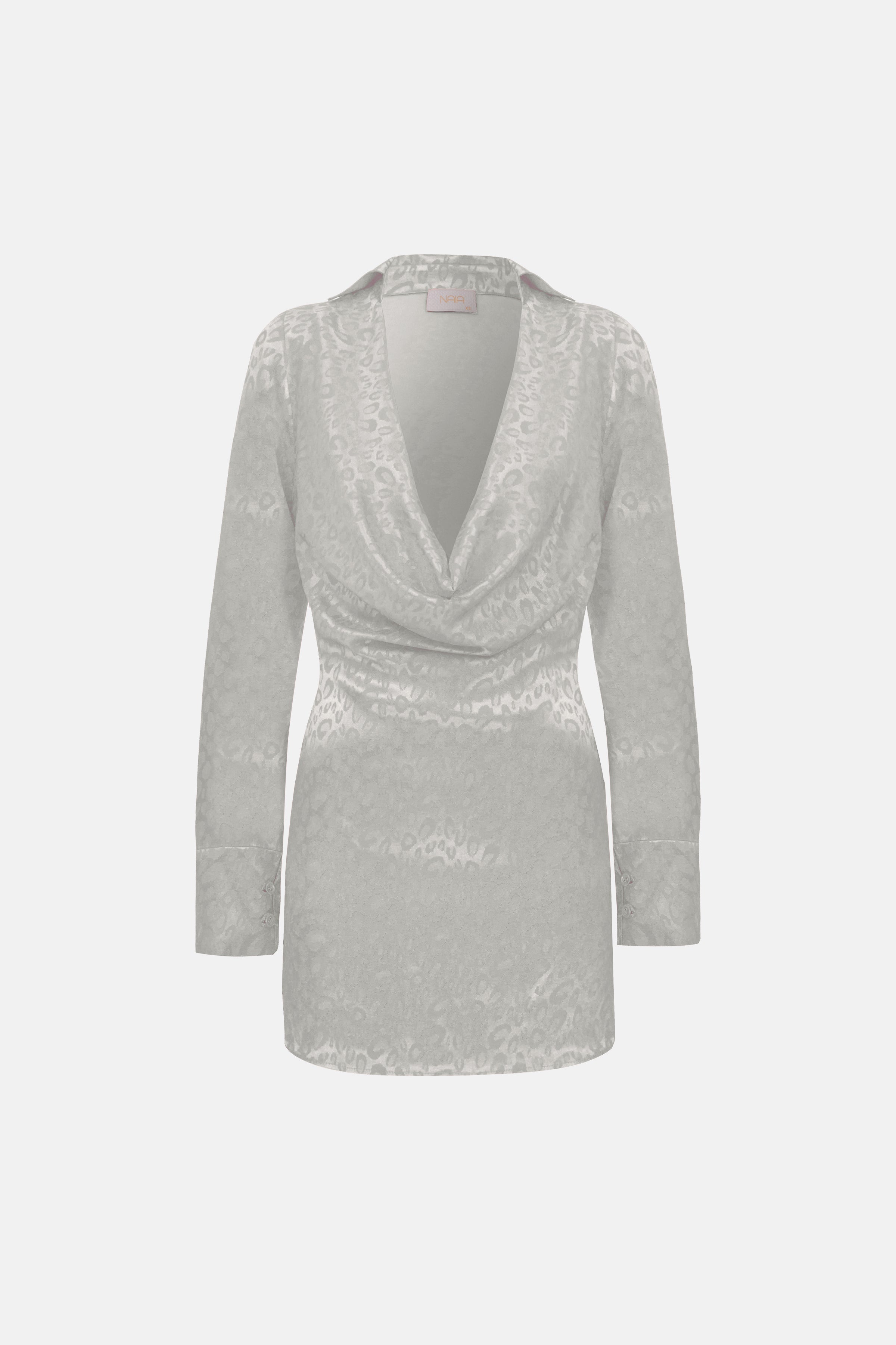 Naia-Lucia Degaje Elbise / Beyaz Leopar Desenli-Elbise-4-Milagron.com