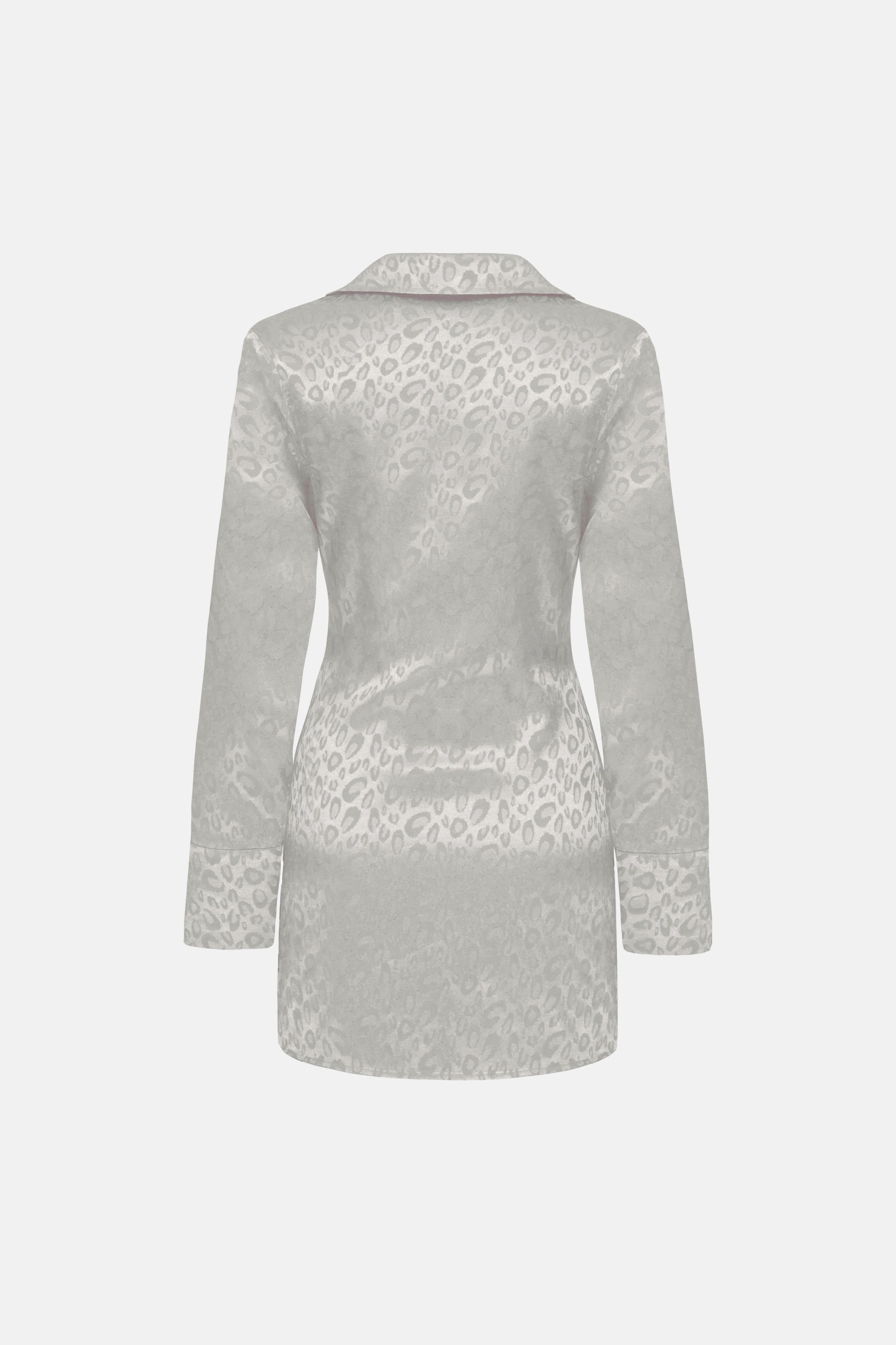 Naia-Lucia Degaje Elbise / Beyaz Leopar Desenli-Elbise-5-Milagron.com