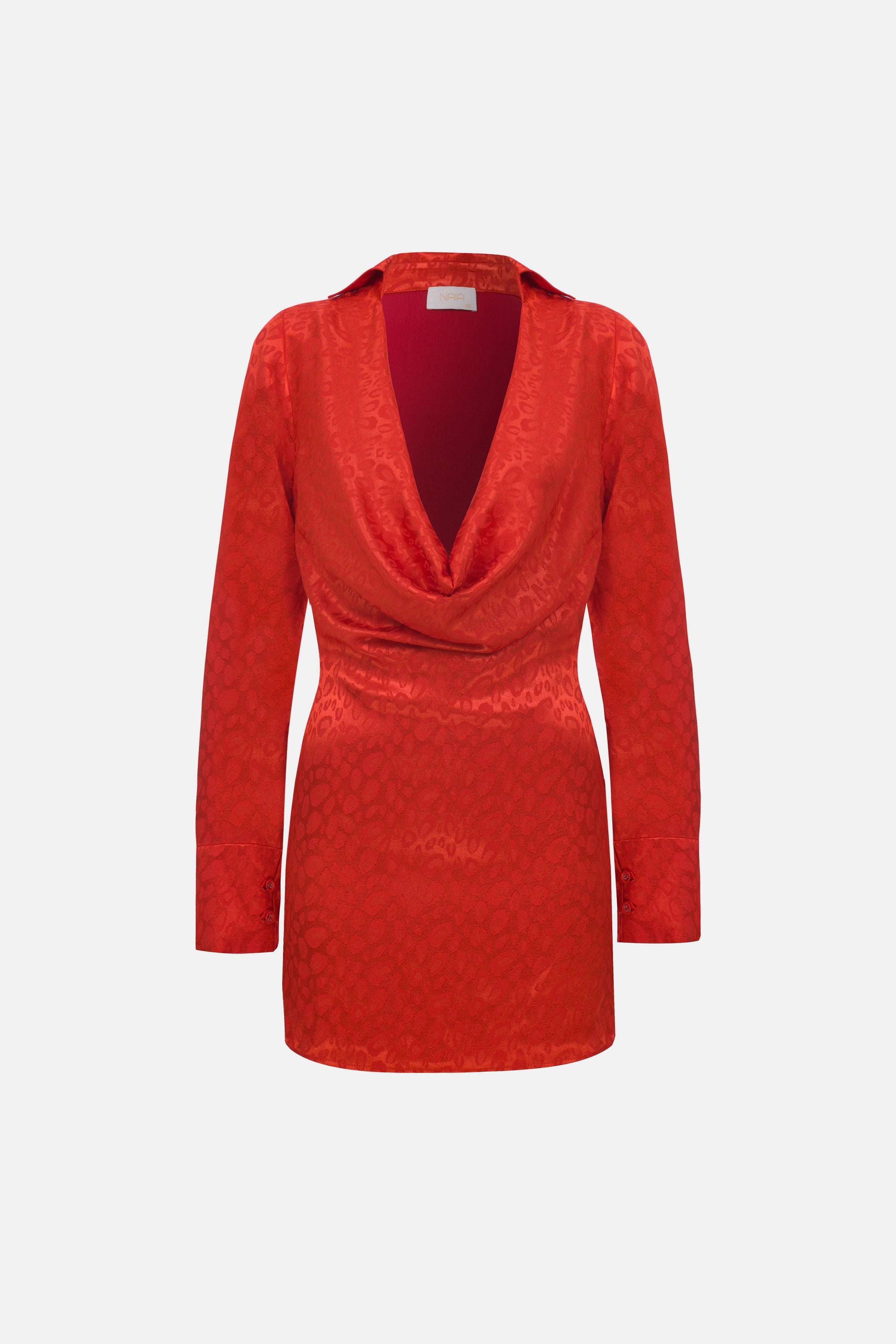 Naia-Lucia Degaje Elbi̇se / Kırmızı Leopar Desenli-Elbise-5-Milagron.com