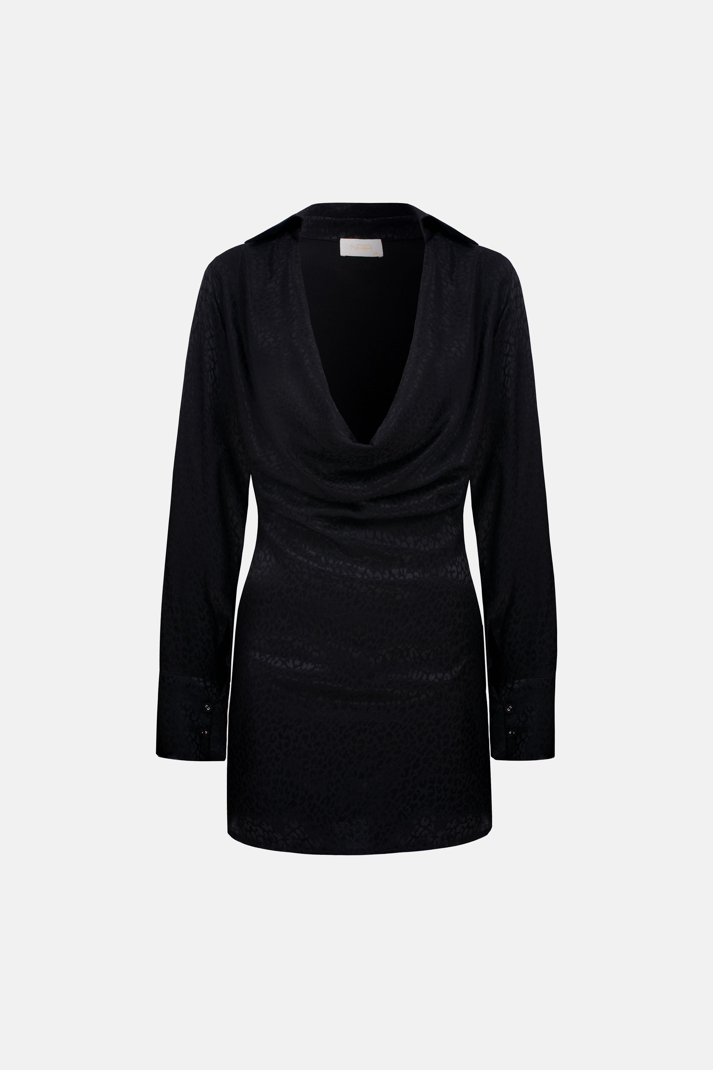 Naia-Lucia Degaje Elbise / Siyah Leopar Desenli-Elbise-5-Milagron.com