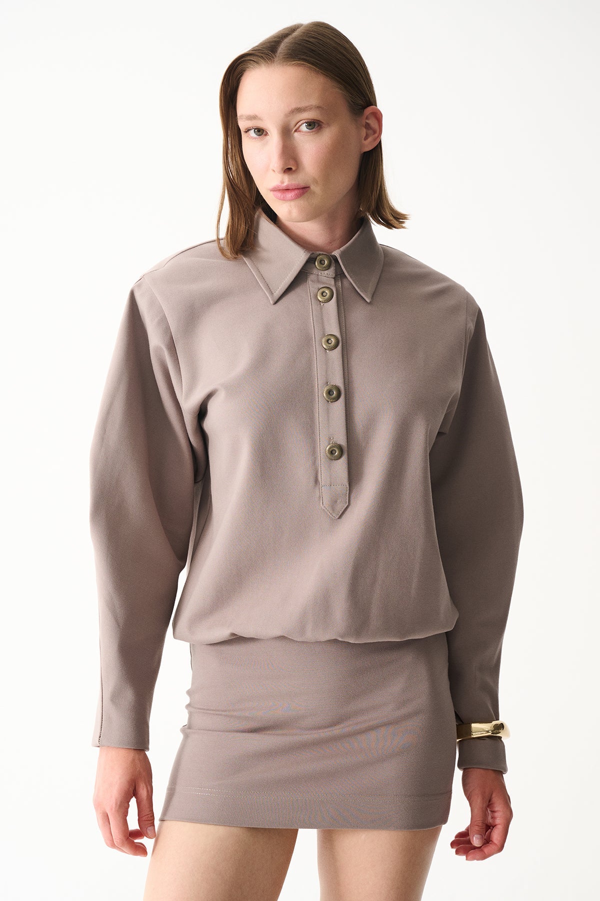 Naia-Lucky Elbi̇se / Taş Rengi̇-Elbise-3-Milagron.com