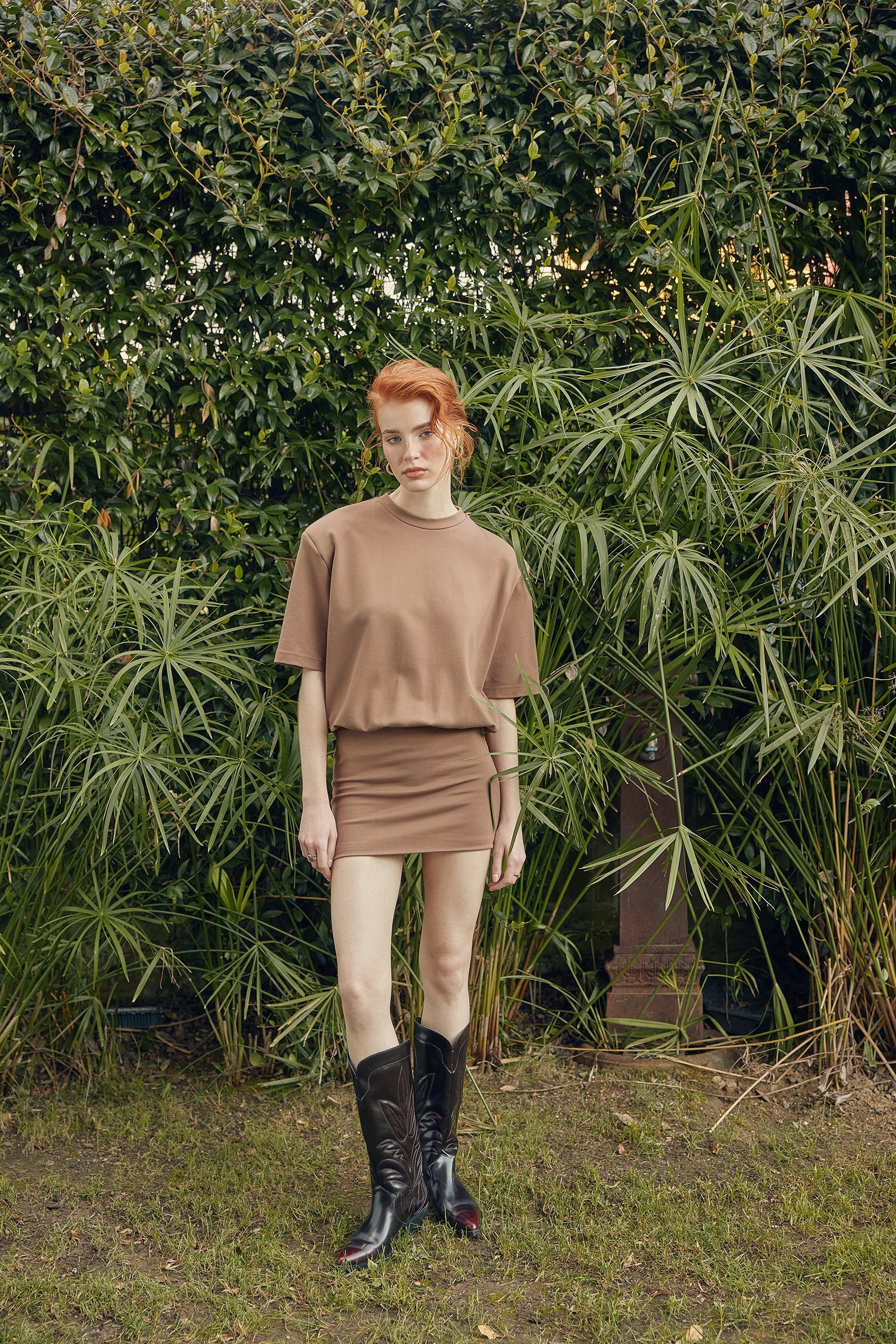 Naia-Miu T Shirt Elbise / Açık Kahverengi-Elbise-1-Milagron.com