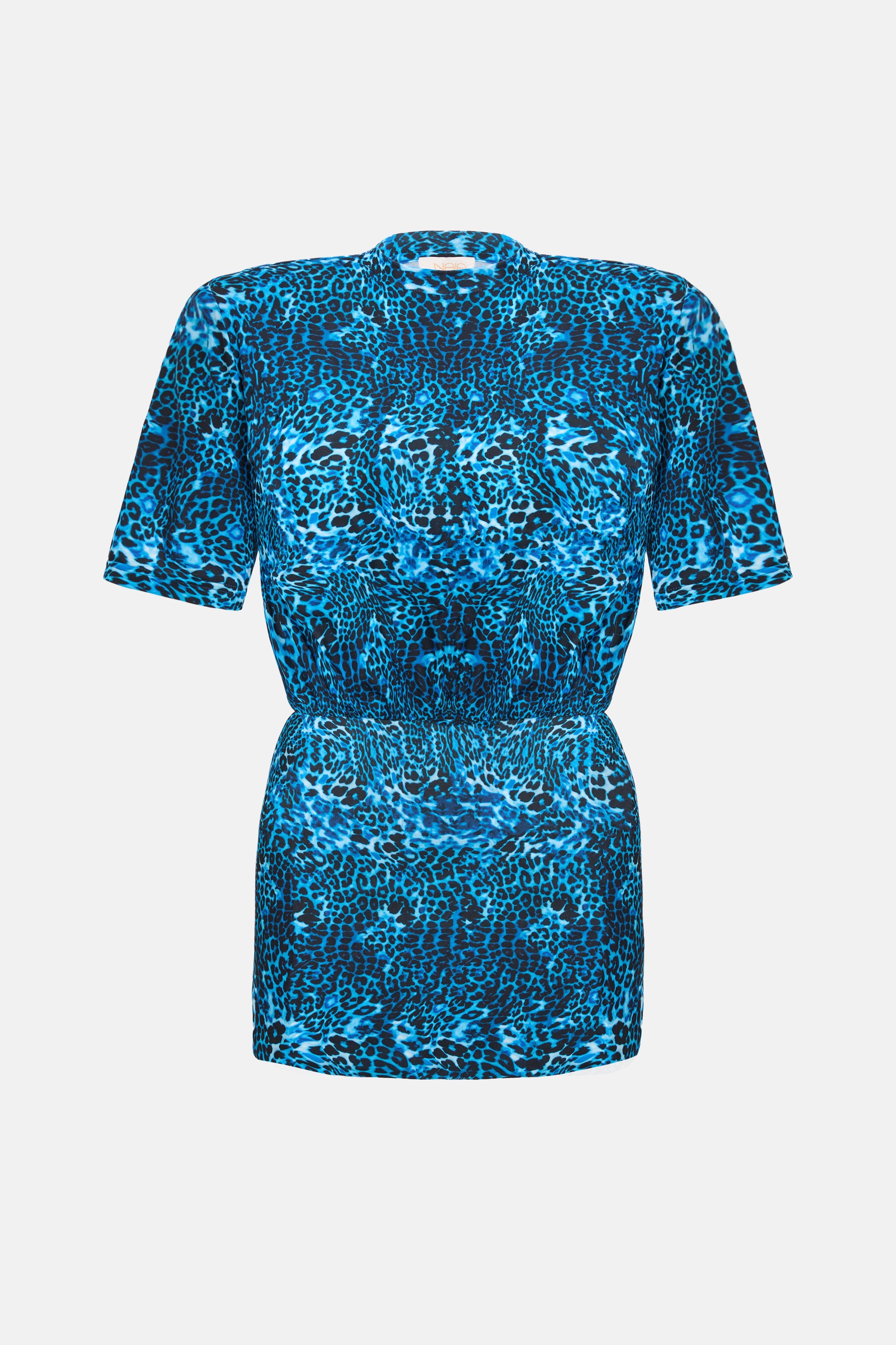 Naia-Miu T Shirt Elbi̇se / Mavi̇ Leopar Desenli̇-Elbise-4-Milagron.com