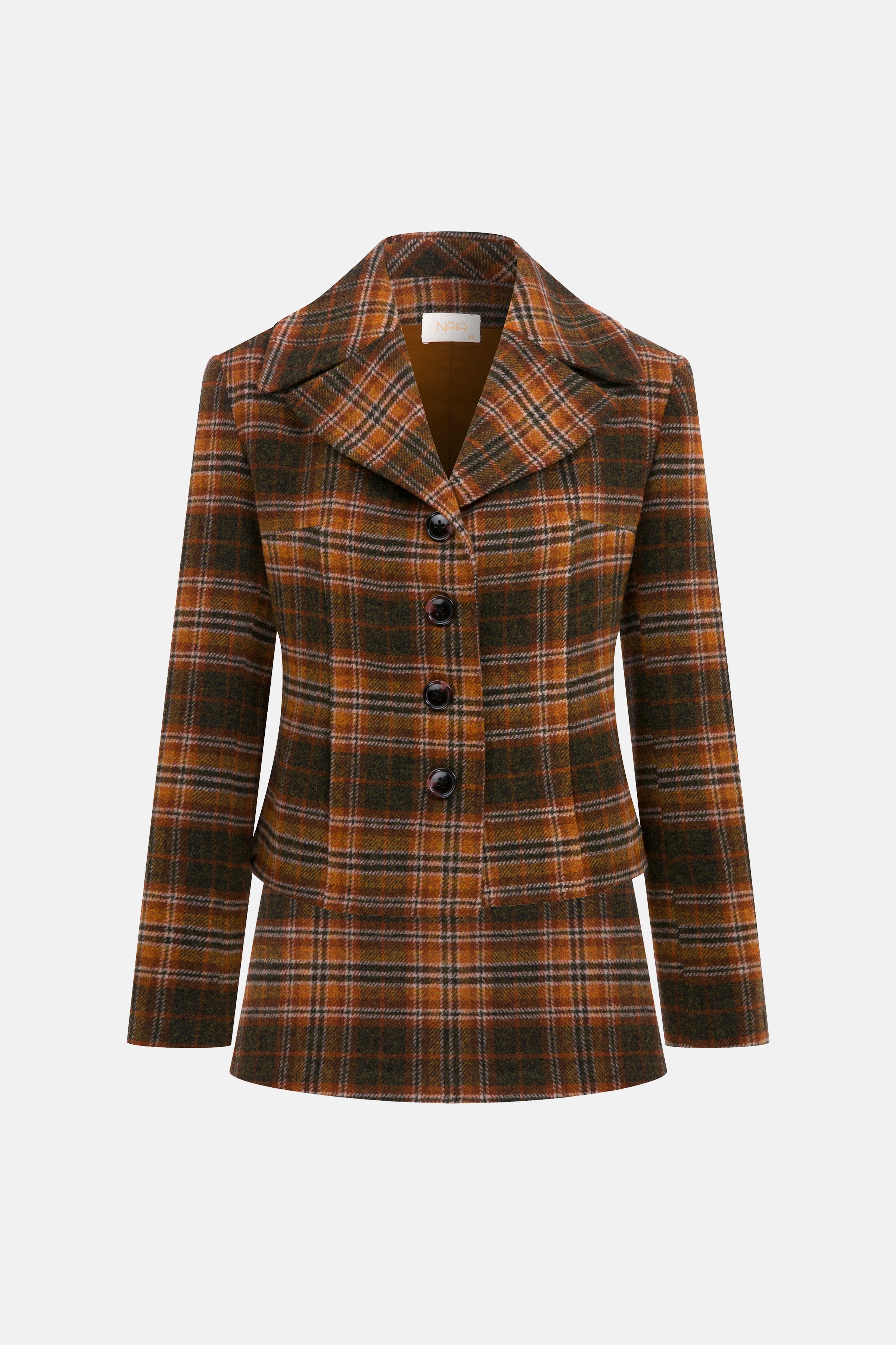 Naia-Nancy Ceket / Kahverengi̇ Ekoseli̇-Ceket-6-Milagron.com