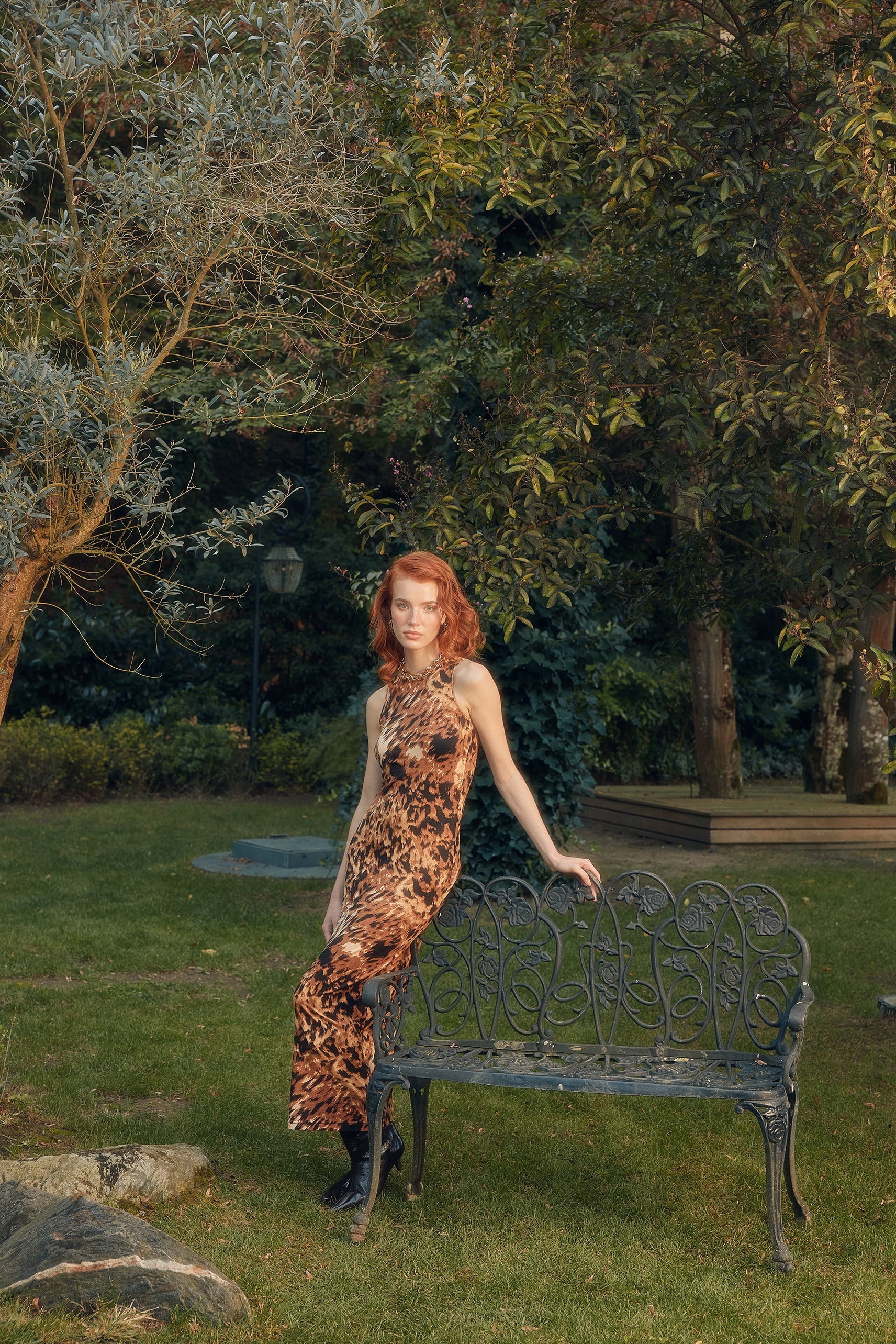 Naia-Parisa Elbise / Kahverengi Leopar Desenli-Elbise-1-Milagron.com