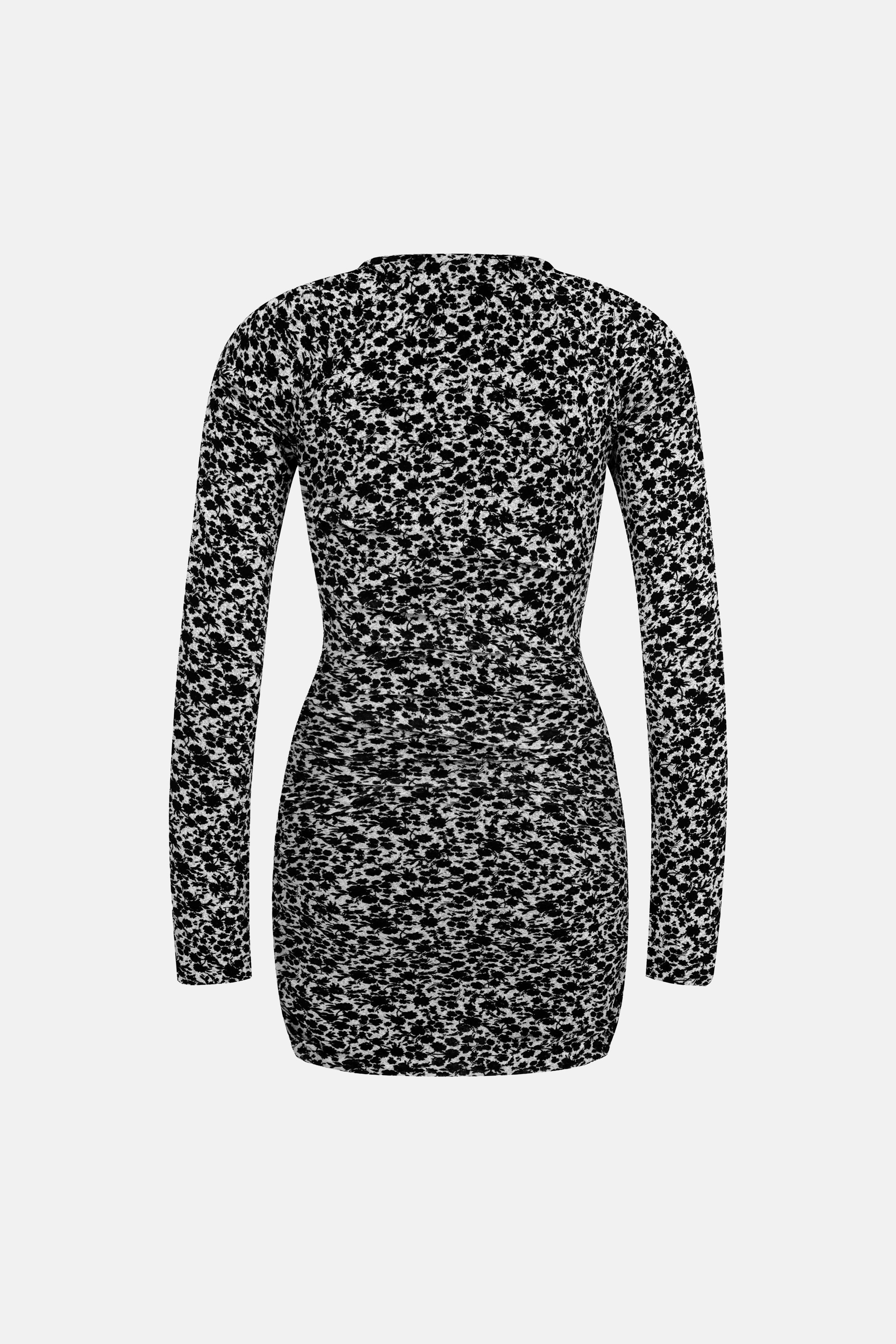 Naia-Regina Elbise / Siyah Beyaz Çiçekli-Elbise-4-Milagron.com