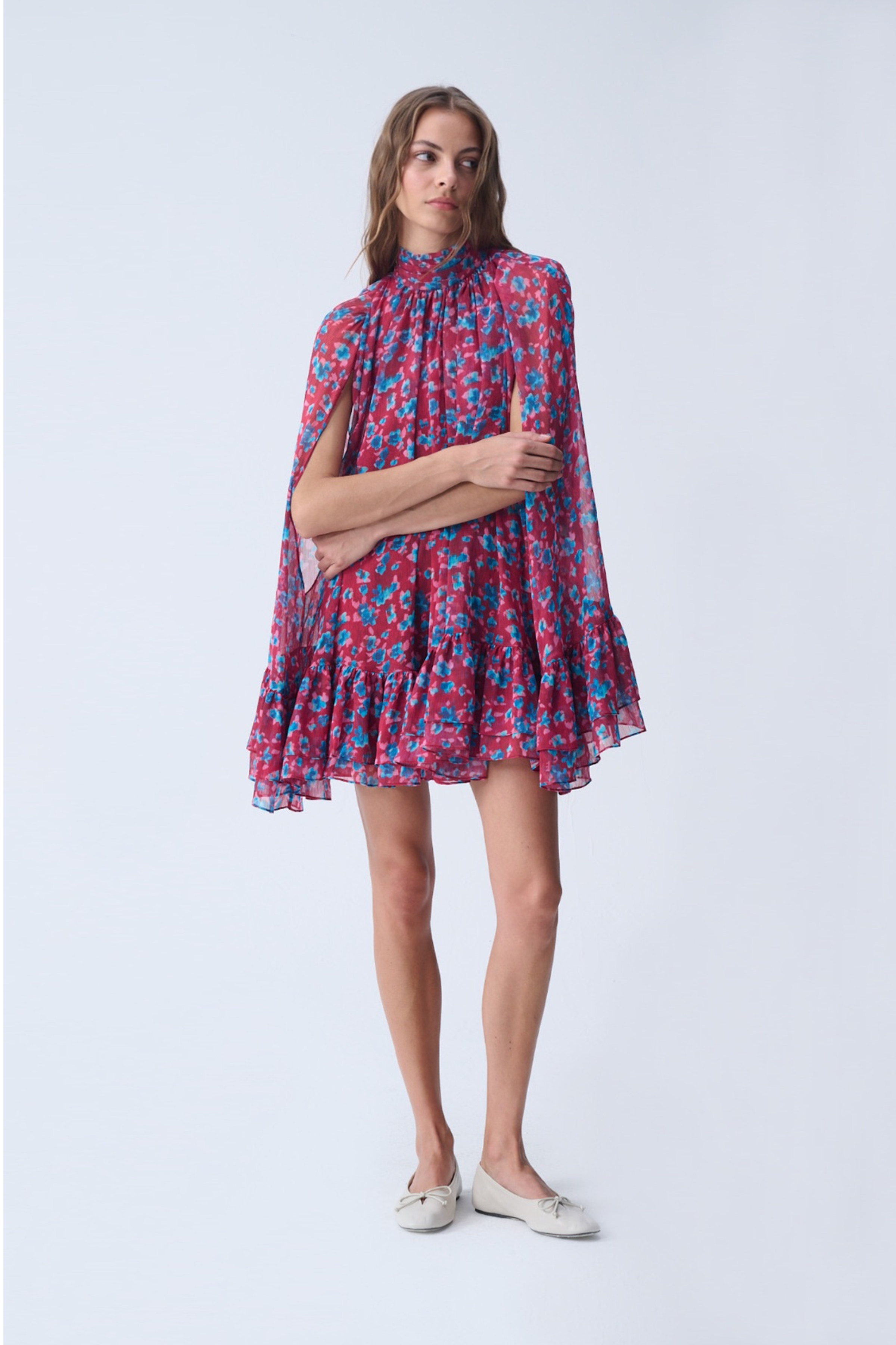 Sofia MiNi PeleriN ElbiSe / Bordo ÇiÇekli