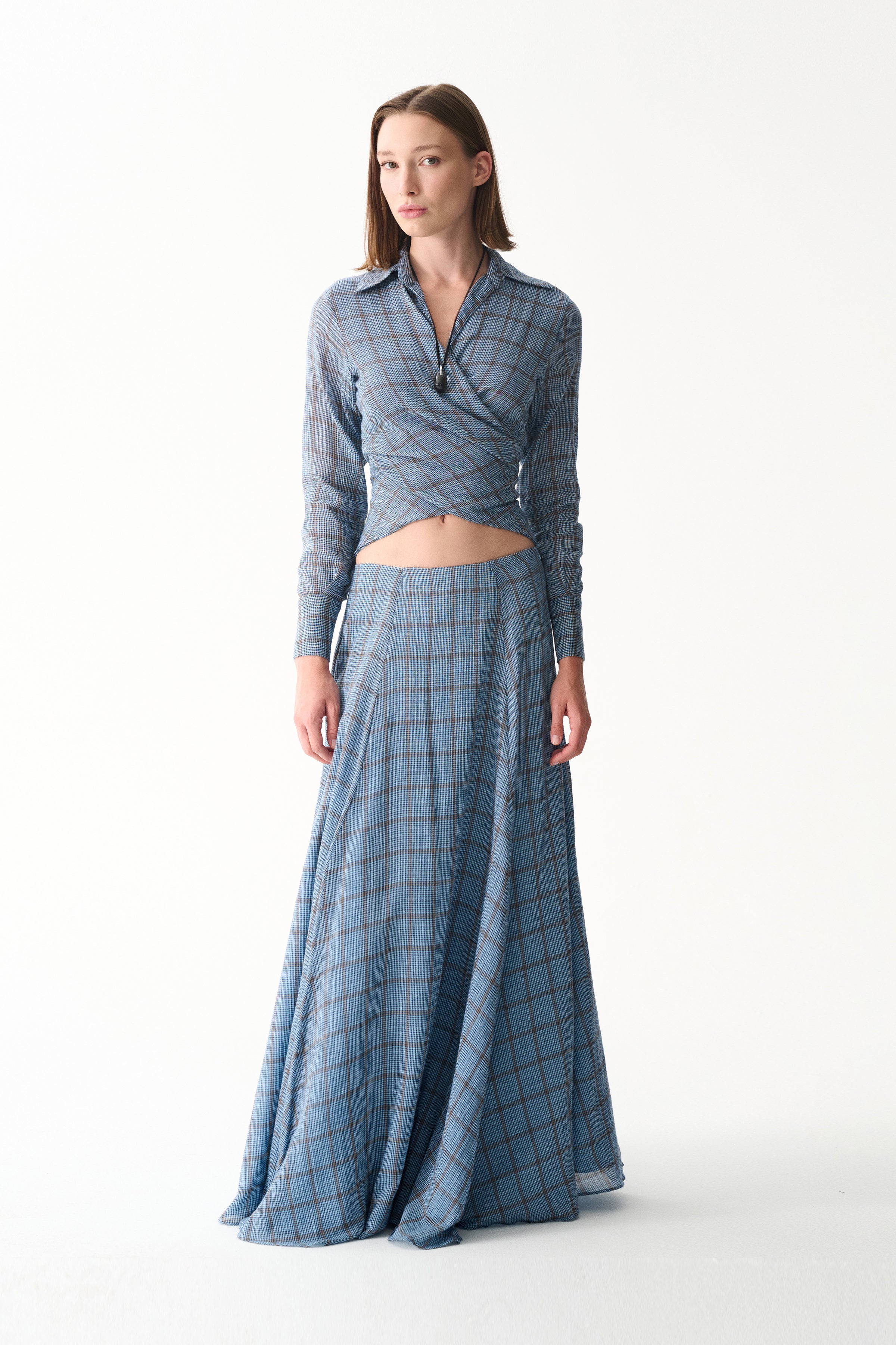 Naia-Vega Etek / Mavi̇ Ekoseli̇-Etek-1-Milagron.com