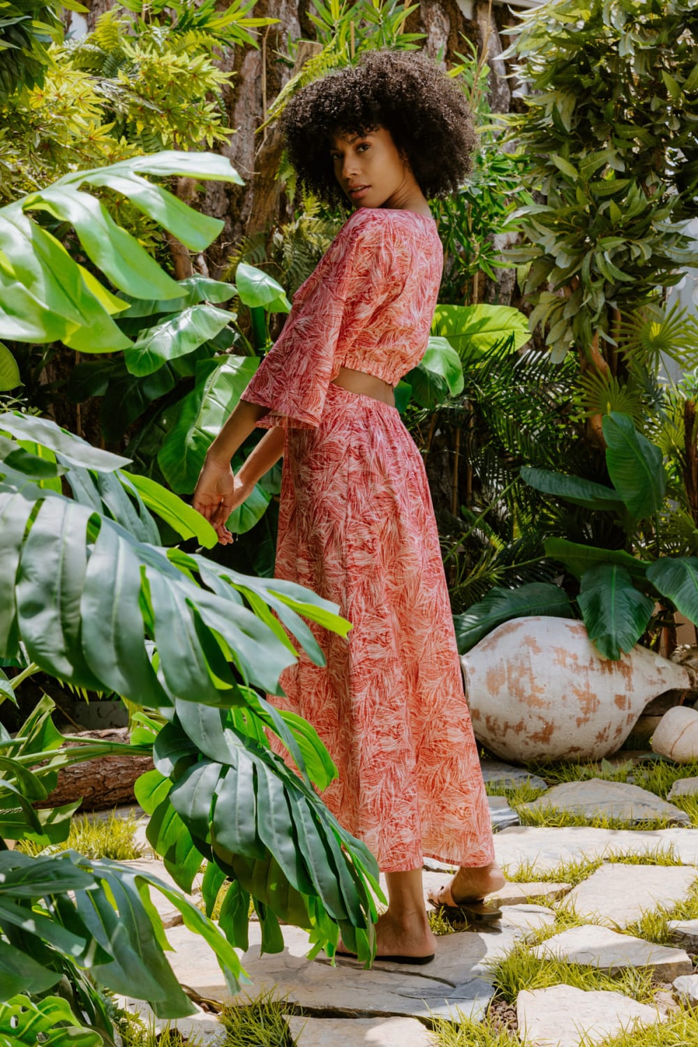 Nammu-Beli Halka Detaylı Uzun Elbise-Elbise-2-Milagron.com