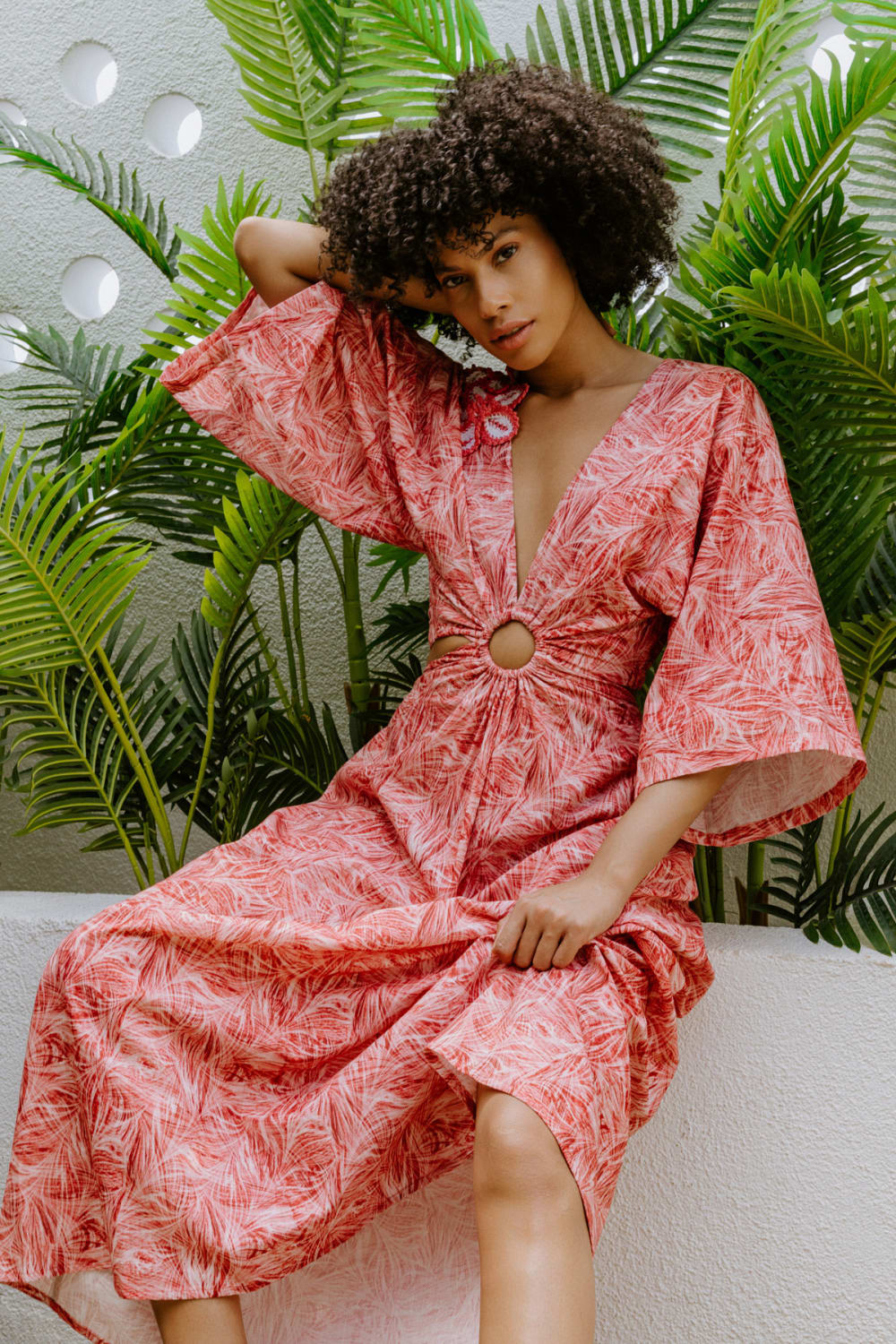 Nammu-Beli Halka Detaylı Uzun Elbise-Elbise-3-Milagron.com