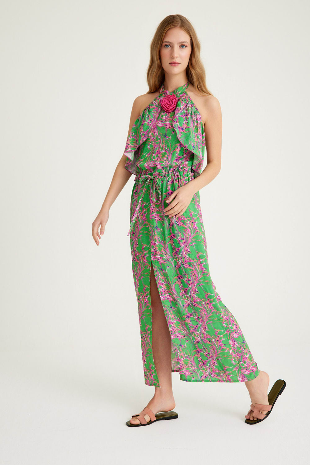 Nammu-Gül Detaylı Uzun Elbise-Elbise-1-Milagron.com