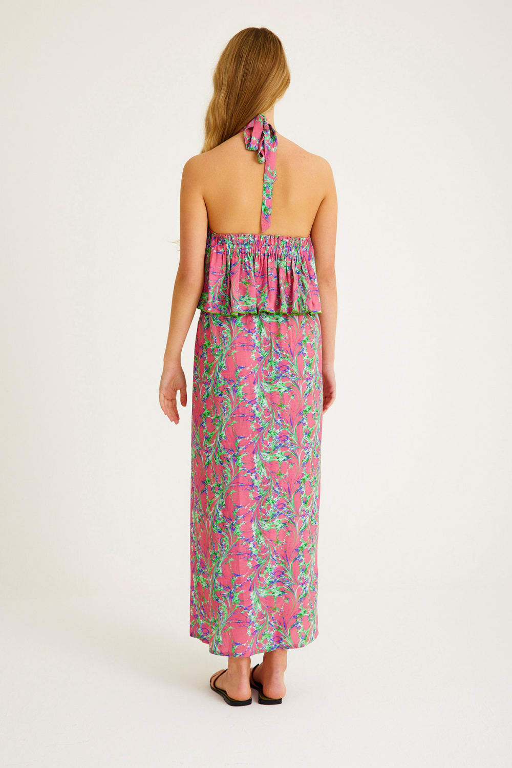 Nammu-Gül Detaylı Uzun Elbise-Elbise-3-Milagron.com