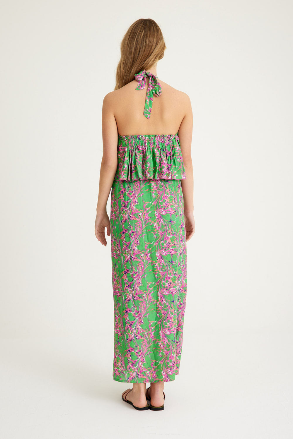 Nammu-Gül Detaylı Uzun Elbise-Elbise-3-Milagron.com