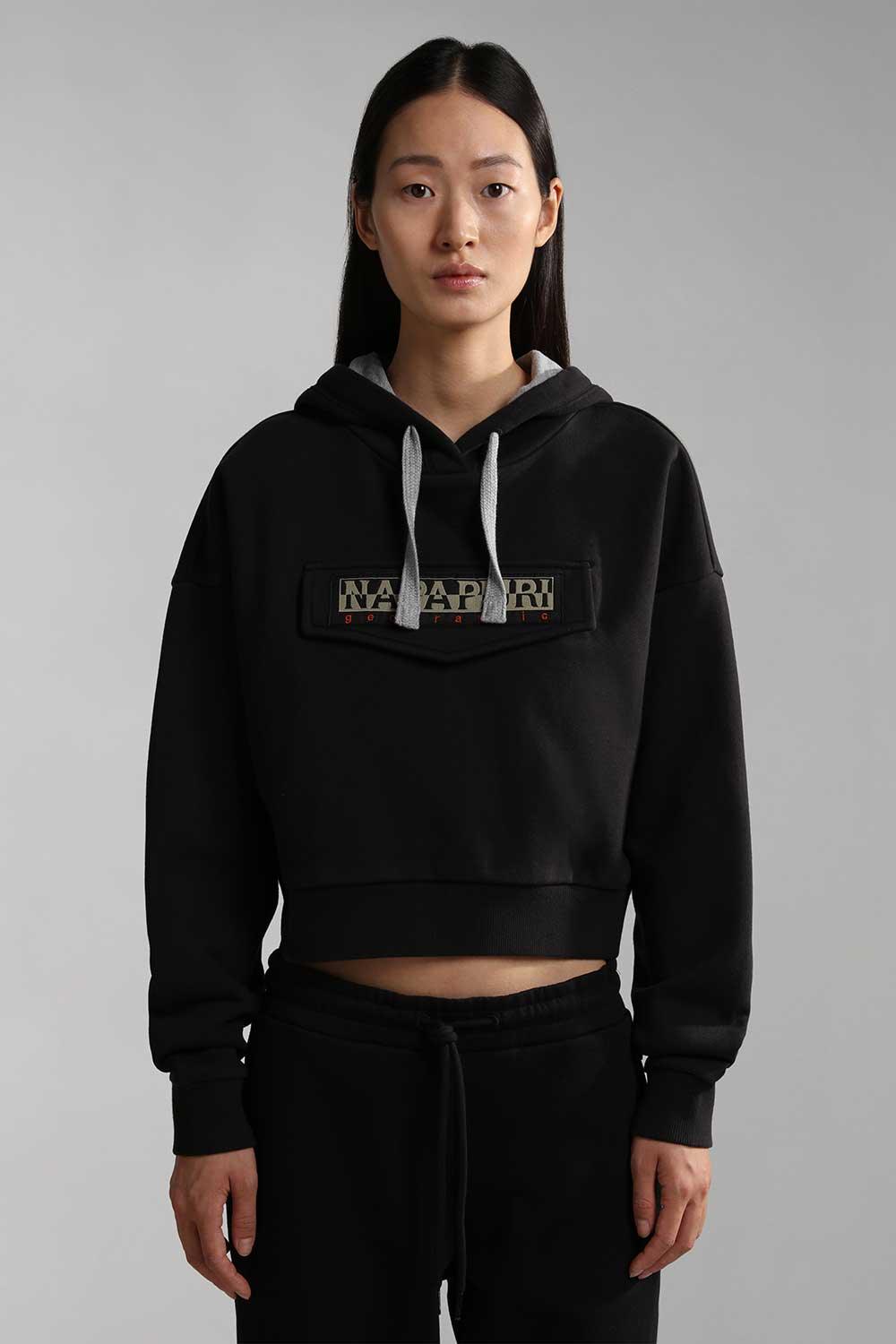 Napapijri-Burgee Crop Woman Black-Sweatshirts & Hoodies-1-Milagron.com
