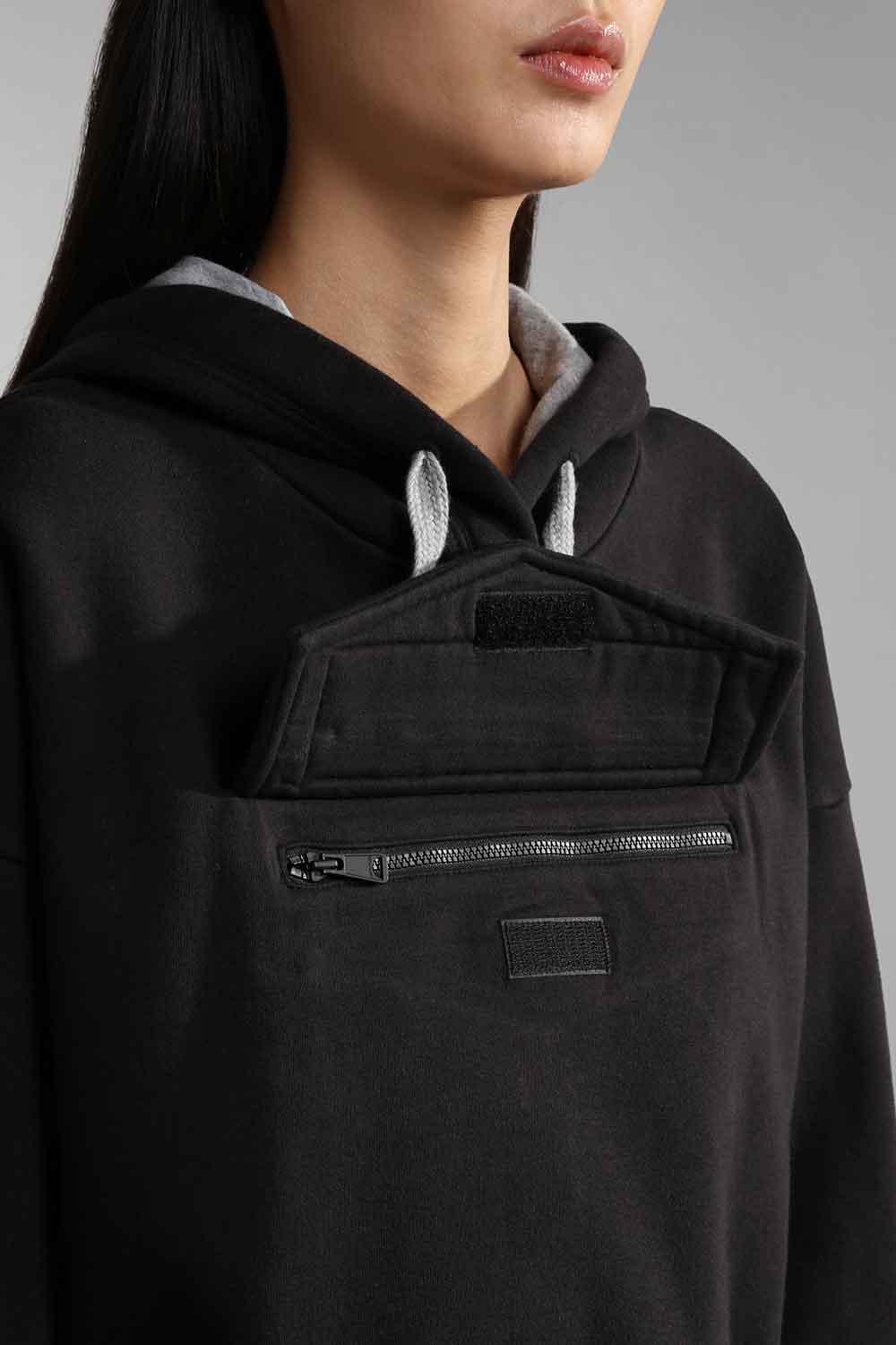 Napapijri-Burgee Crop Woman Black-Sweatshirts & Hoodies-4-Milagron.com