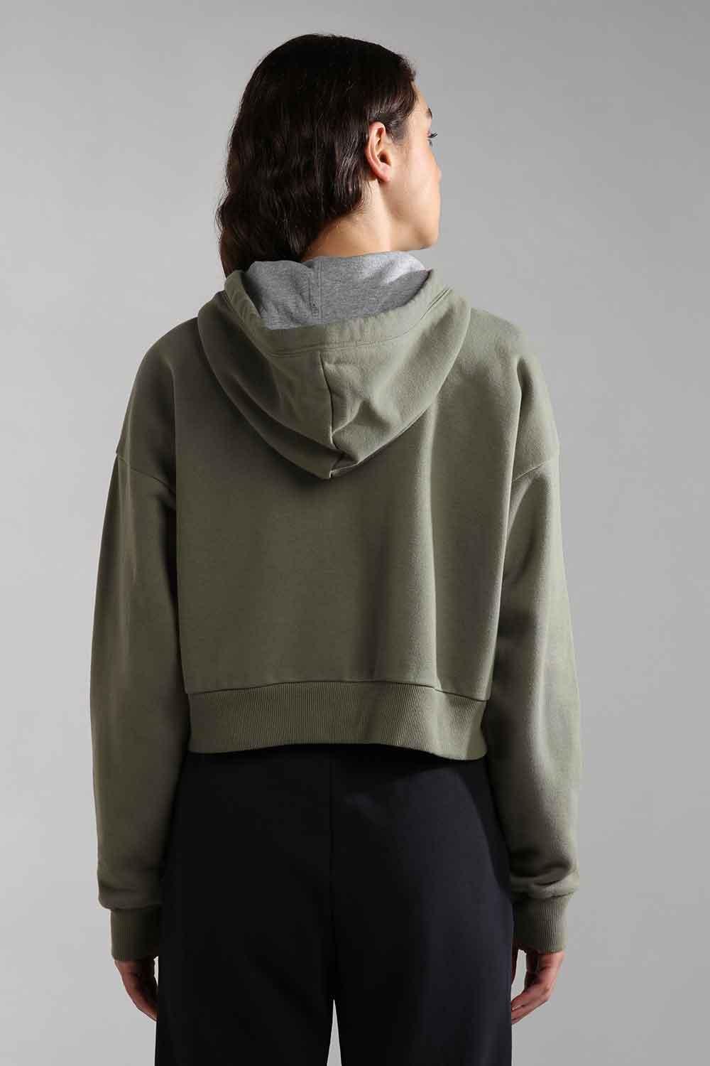 Napapijri-Burgee Crop Woman Green Lichen-Sweatshirts & Hoodies-2-Milagron.com