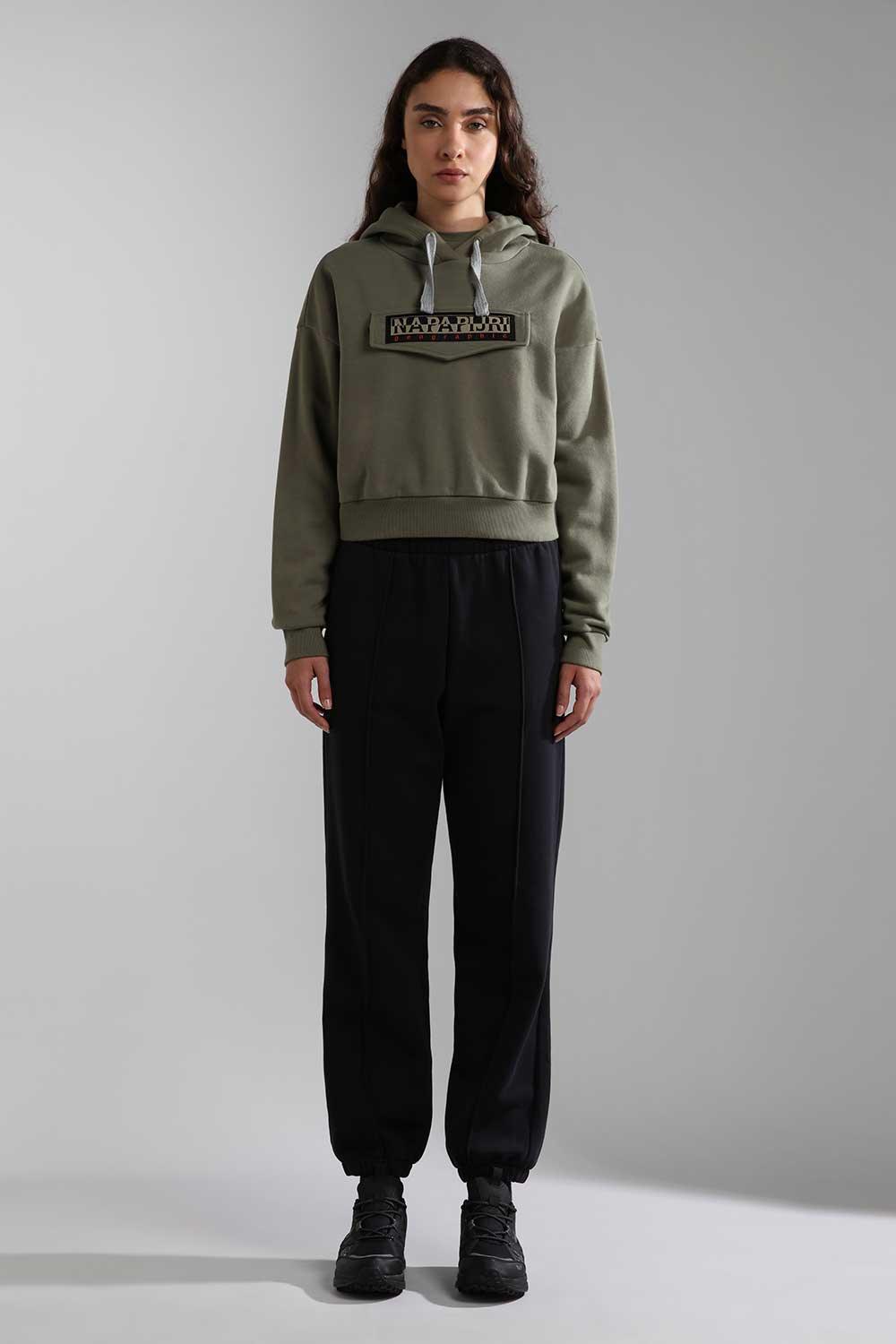 Napapijri-Burgee Crop Woman Green Lichen-Sweatshirts & Hoodies-3-Milagron.com