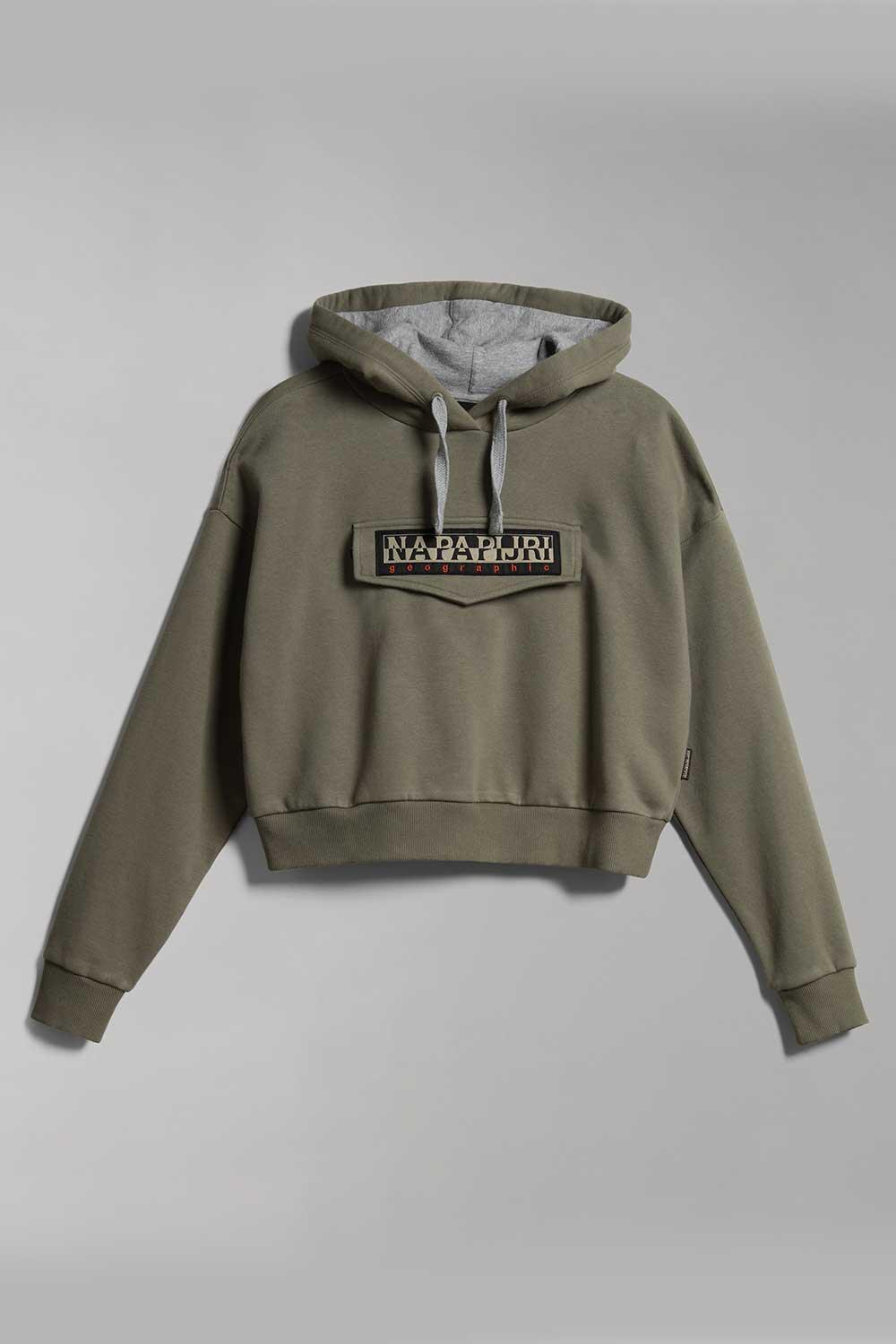 Napapijri-Burgee Crop Woman Green Lichen-Sweatshirts & Hoodies-5-Milagron.com