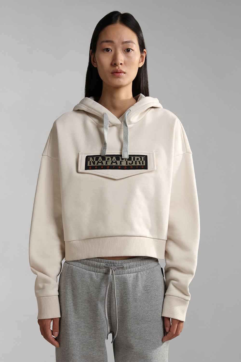 Napapijri-Burgee Crop Woman Whitecap Gray-Sweatshirts & Hoodies-1-Milagron.com