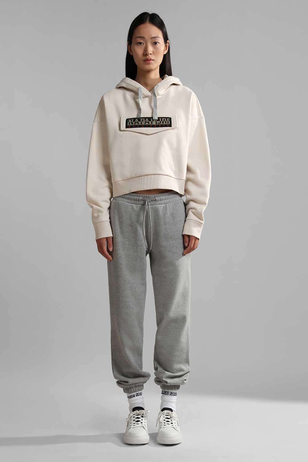 Napapijri-Burgee Crop Woman Whitecap Gray-Sweatshirts & Hoodies-3-Milagron.com