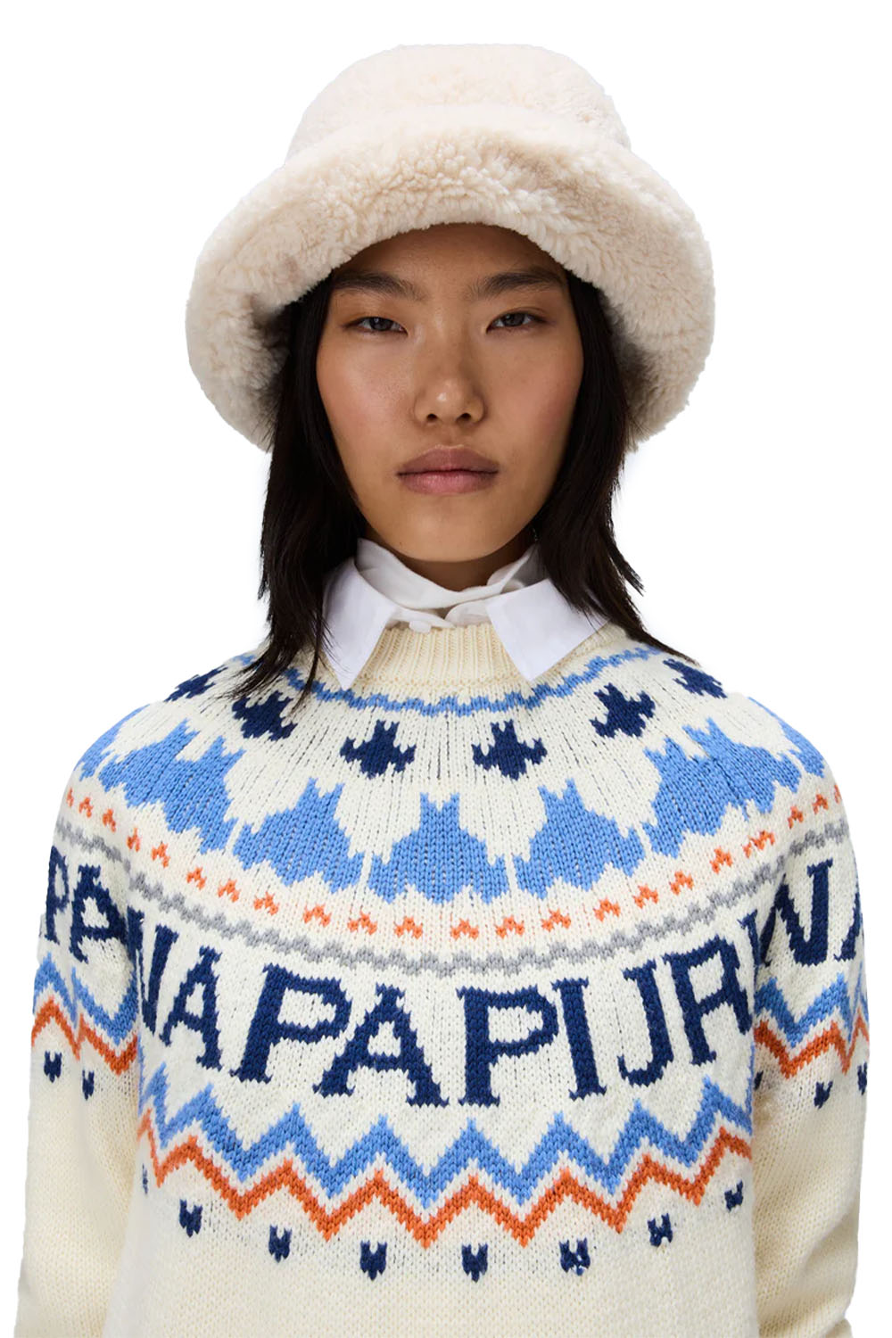 Napapijri-D-Fiames Beyaz Kadın Kazak-Kazak & Triko-2-Milagron.com