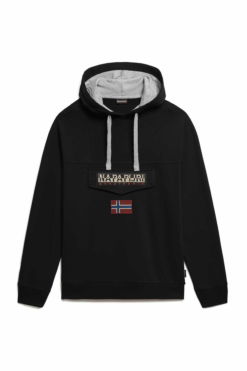 Napapijri-Hoodie Burgee Summer Black-Sweatshirts & Hoodies-1-Milagron.com