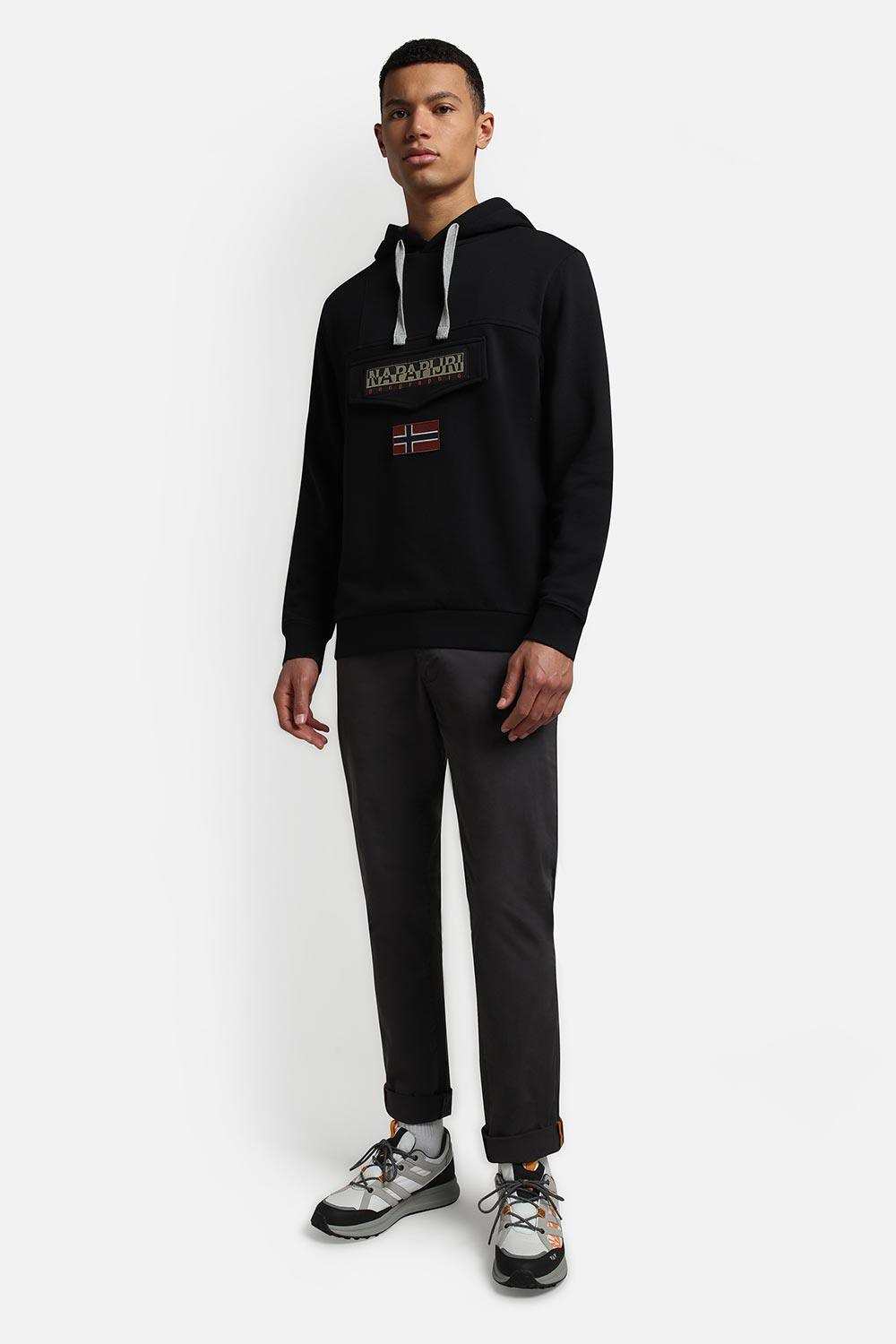 Napapijri-Hoodie Burgee Summer Black-Sweatshirts & Hoodies-3-Milagron.com