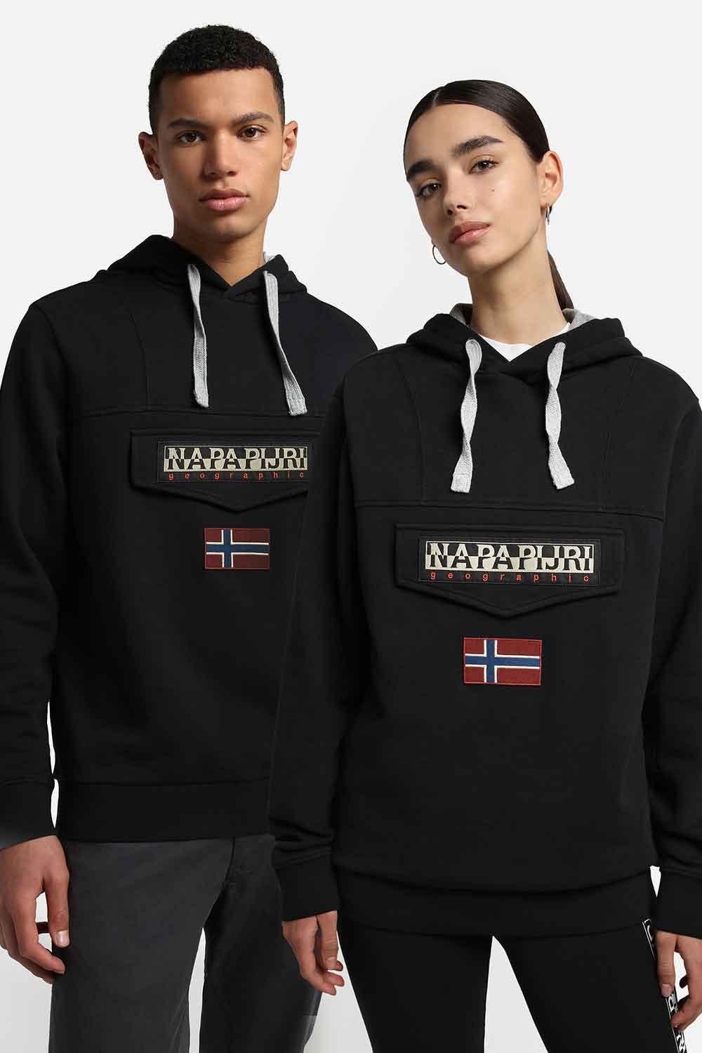 Napapijri-Hoodie Burgee Summer Black-Sweatshirts & Hoodies-7-Milagron.com