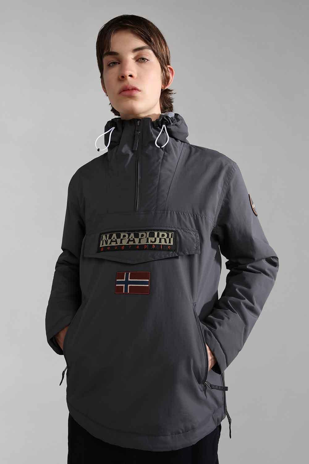 Napapijri-Rainforest Pocket 2 Dark Grey Solid-Yağmurluk-11-Milagron.com