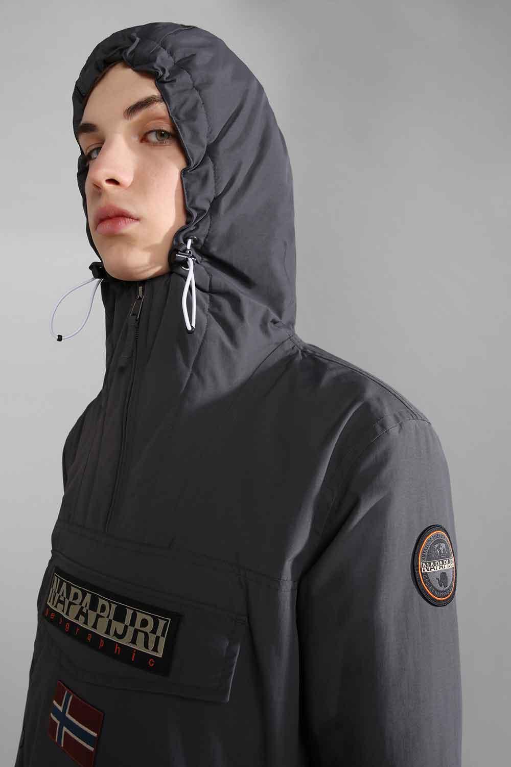 Napapijri-Rainforest Pocket 2 Dark Grey Solid-Yağmurluk-4-Milagron.com