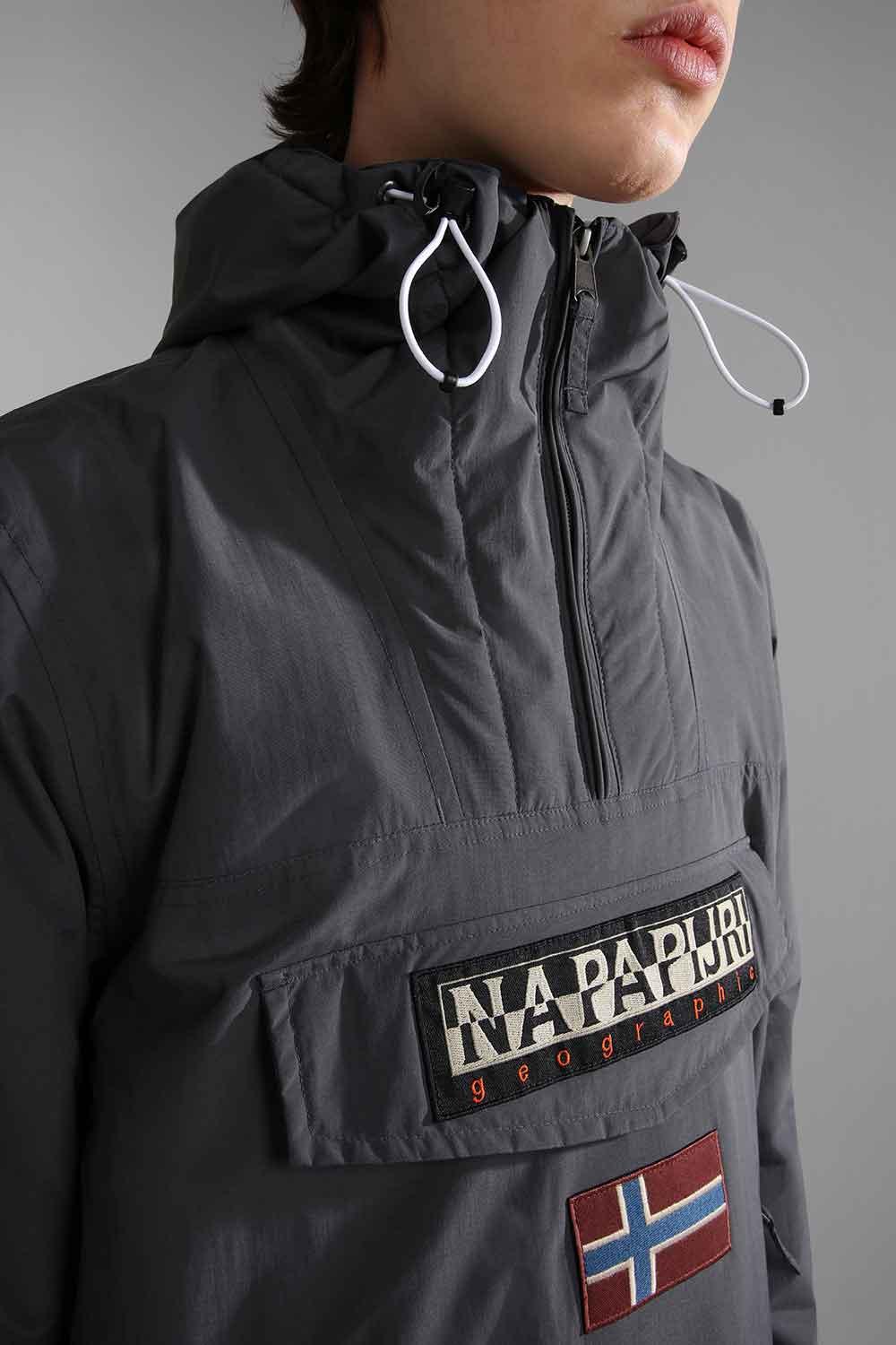 Napapijri-Rainforest Pocket 2 Dark Grey Solid-Yağmurluk-5-Milagron.com