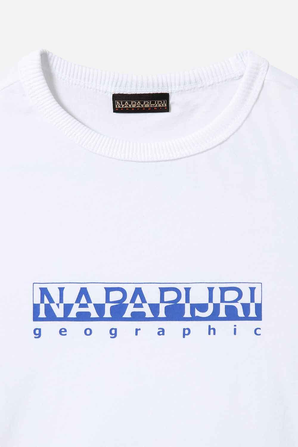 Napapijri-Short Sleeve T-Shirt Box Bright White-T-Shirts-5-Milagron.com