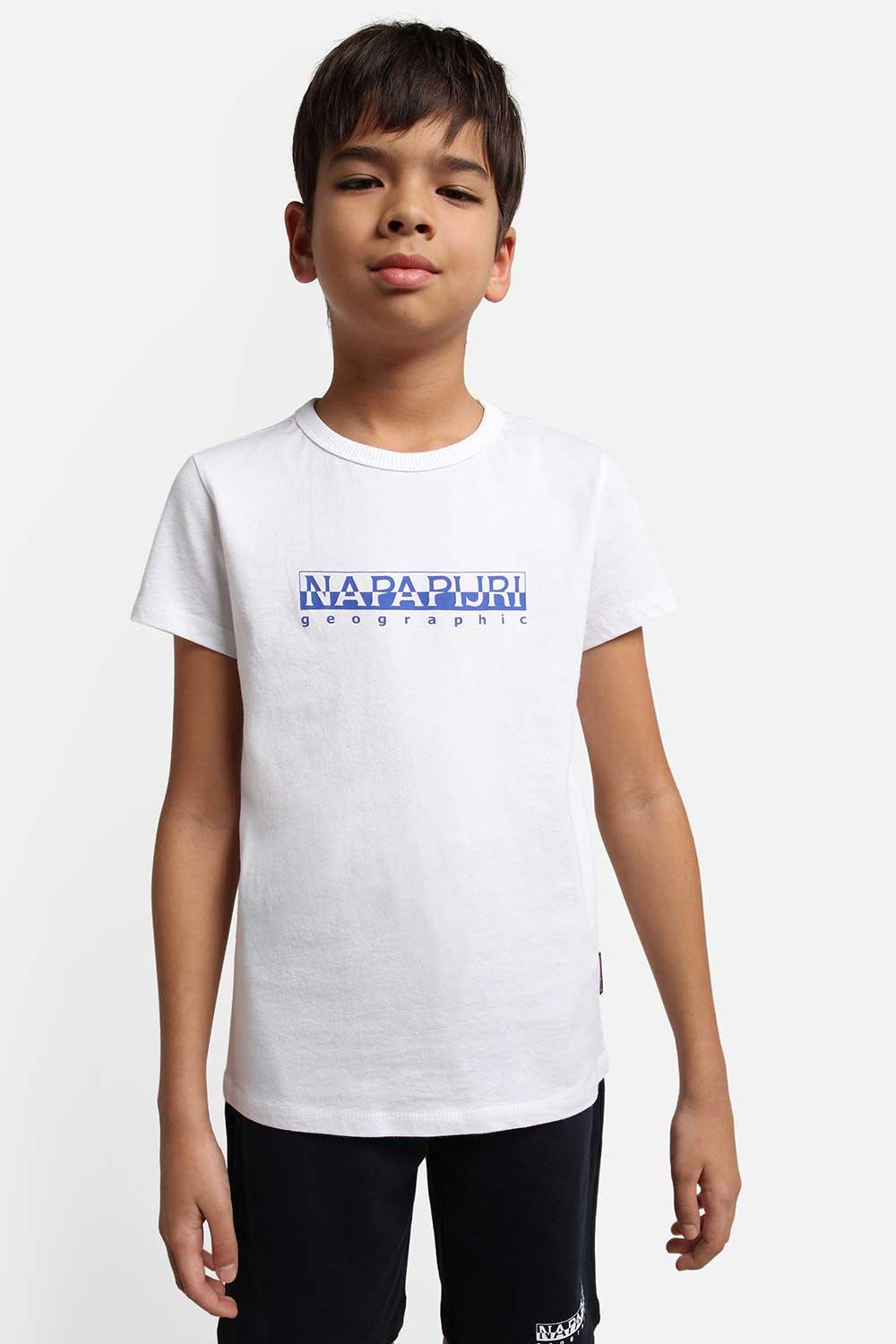 Napapijri-Short Sleeve T-Shirt Box Bright White-T-Shirts-6-Milagron.com