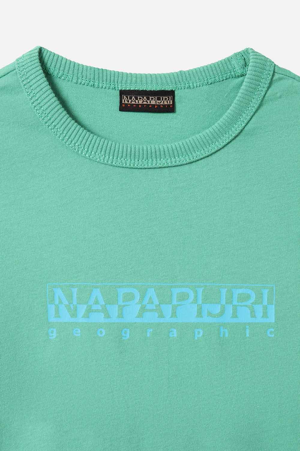 Napapijri-Short Sleeve T-Shirt Box Green Spruce-T-Shirts-5-Milagron.com