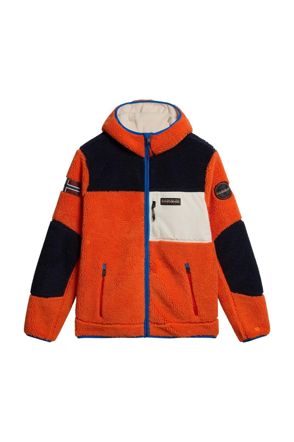 Napapijri-Yupik Full Zip Hoodie 3 Orange Red-Sweatshirts & Hoodies-1-Milagron.com