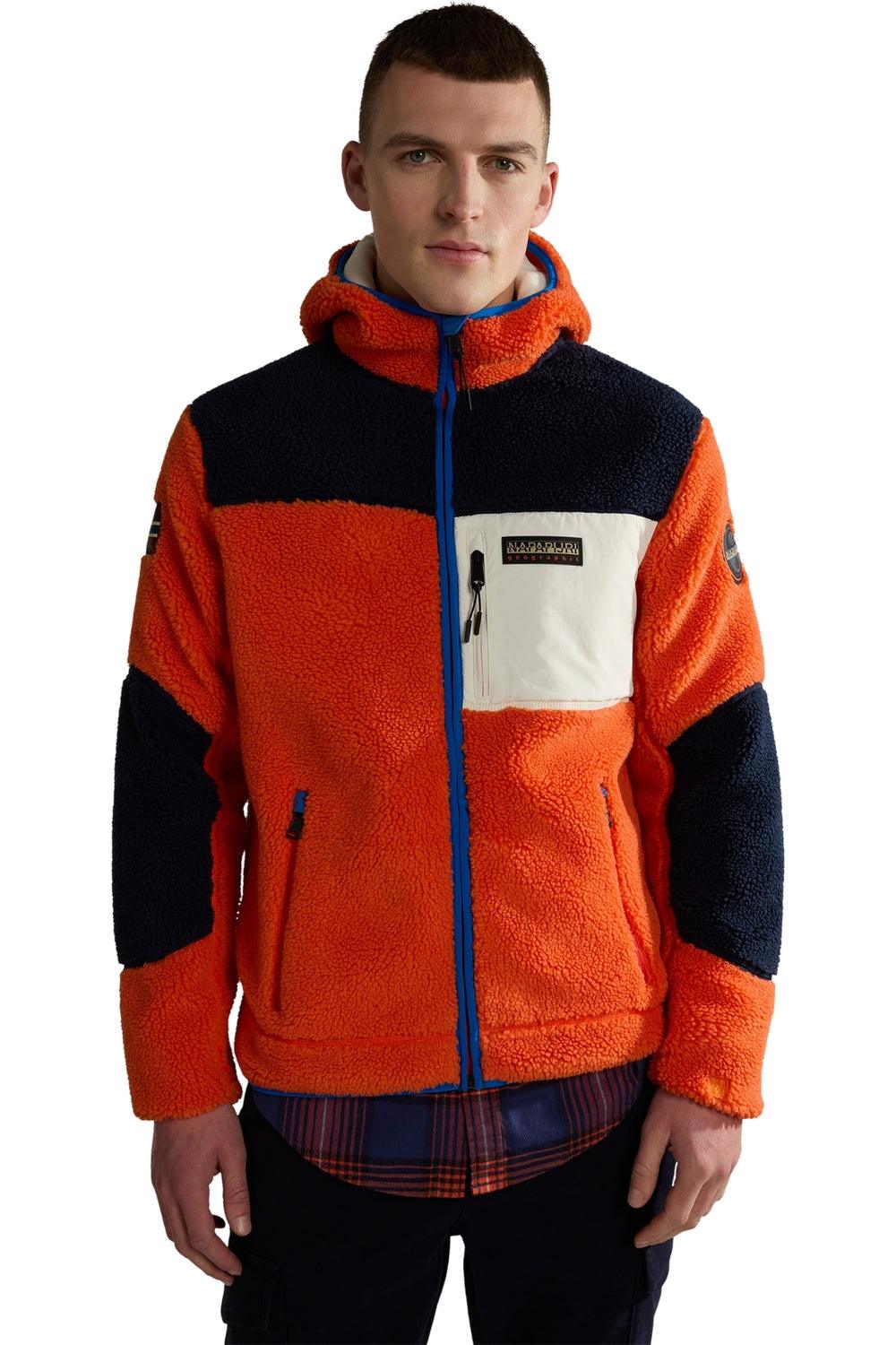 Napapijri-Yupik Full Zip Hoodie 3 Orange Red-Sweatshirts & Hoodies-3-Milagron.com