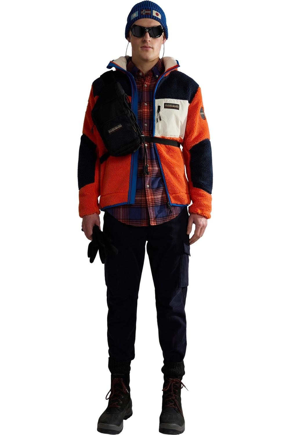 Napapijri-Yupik Full Zip Hoodie 3 Orange Red-Sweatshirts & Hoodies-5-Milagron.com