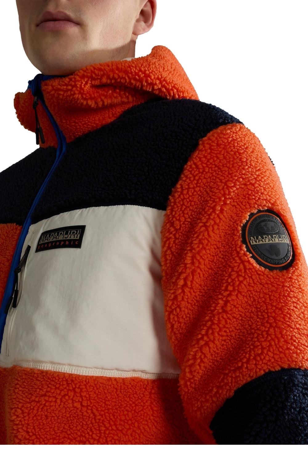 Napapijri-Yupik Full Zip Hoodie 3 Orange Red-Sweatshirts & Hoodies-6-Milagron.com