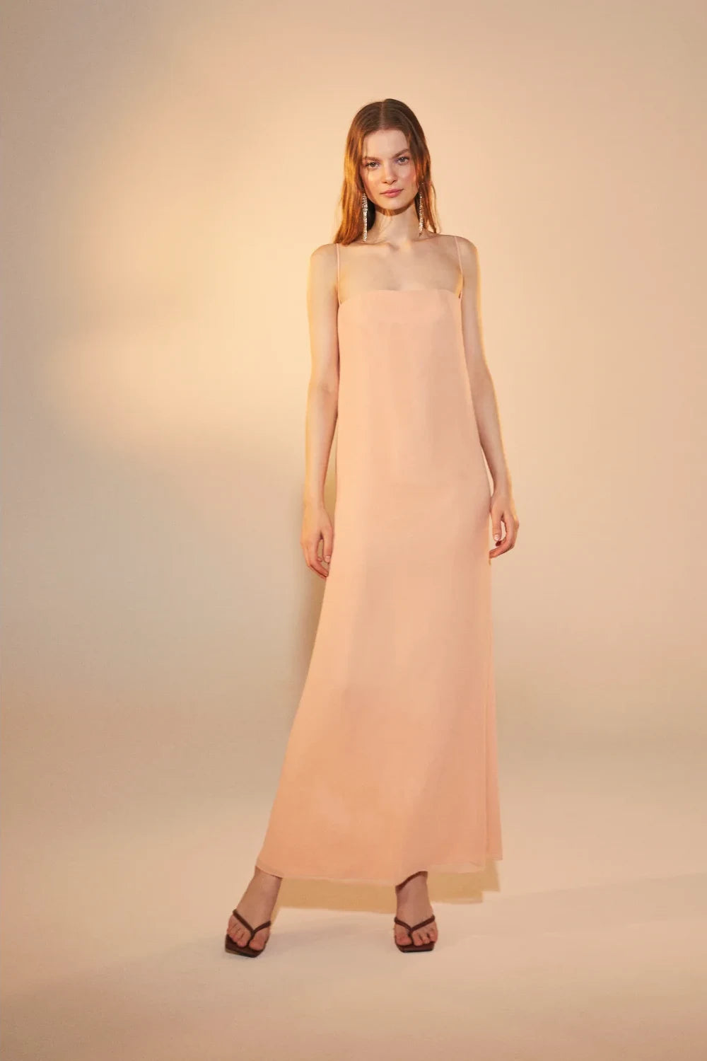 Nazlı Ceren-Aella şifon Elbise Apricot Cream-Elbise-1-Milagron.com