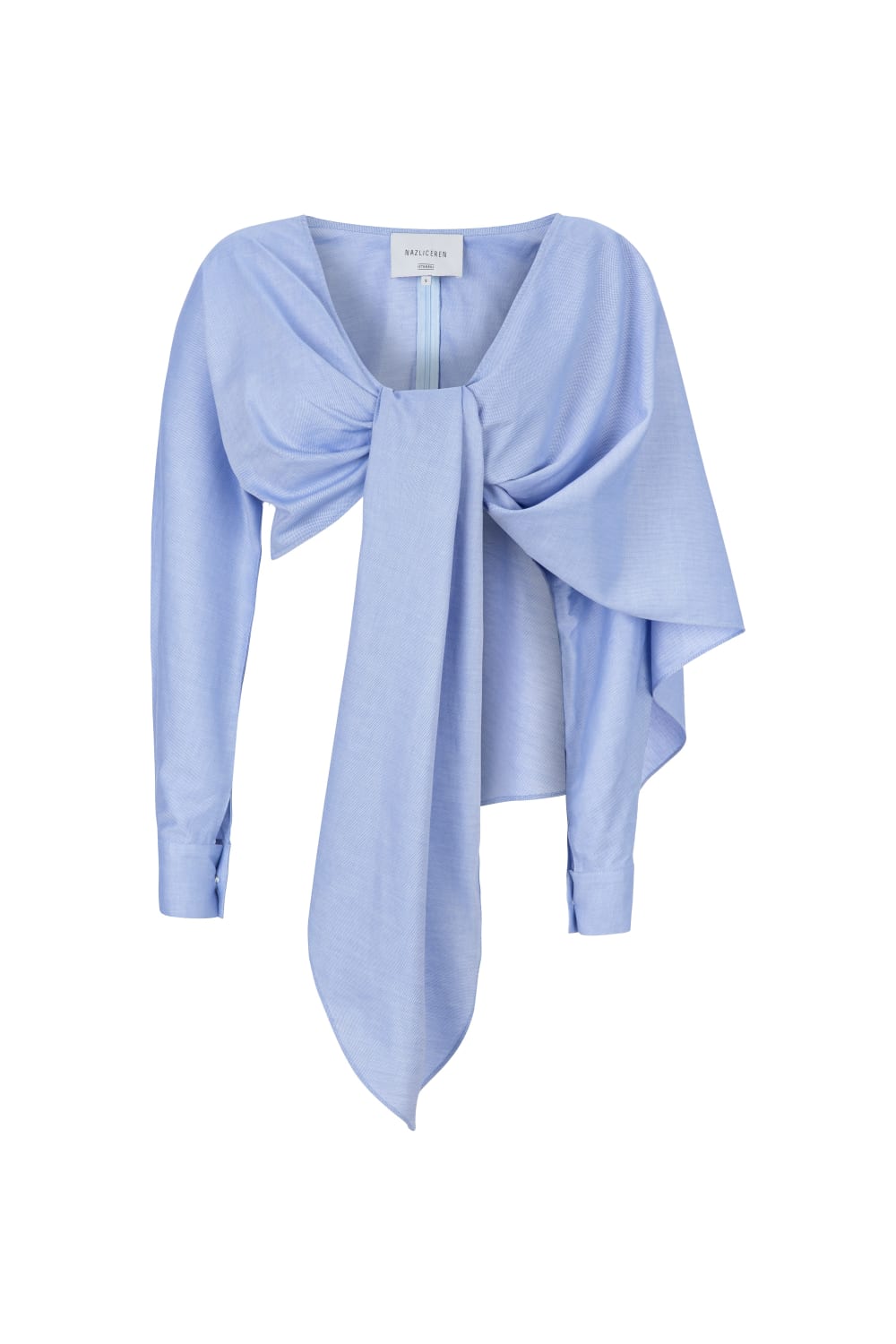 Nazlı Ceren-Angy Asimetrik Bluz Mavi-Bluz-1-Milagron.com