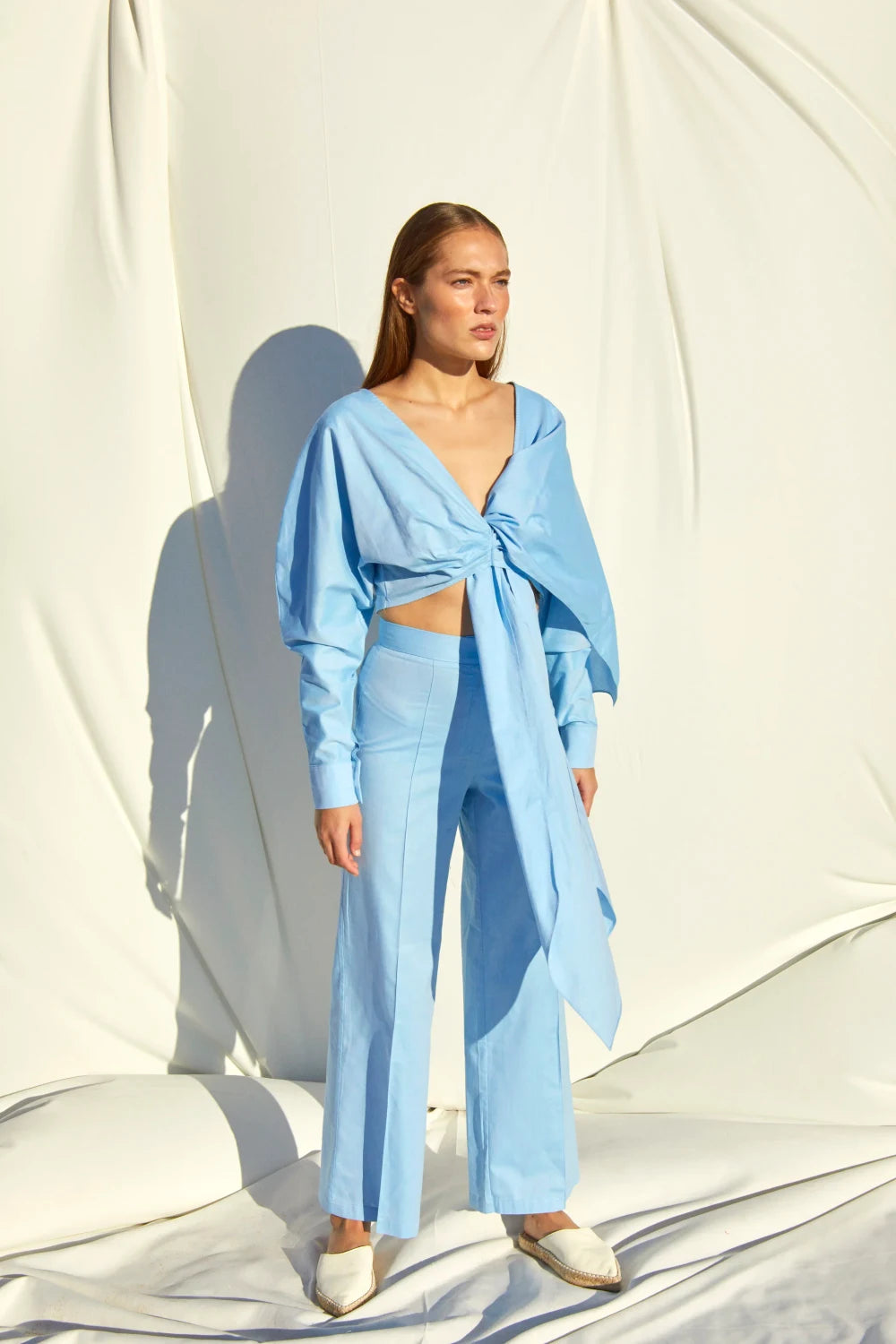 Nazlı Ceren-Angy Asimetrik Bluz Mavi-Bluz-3-Milagron.com