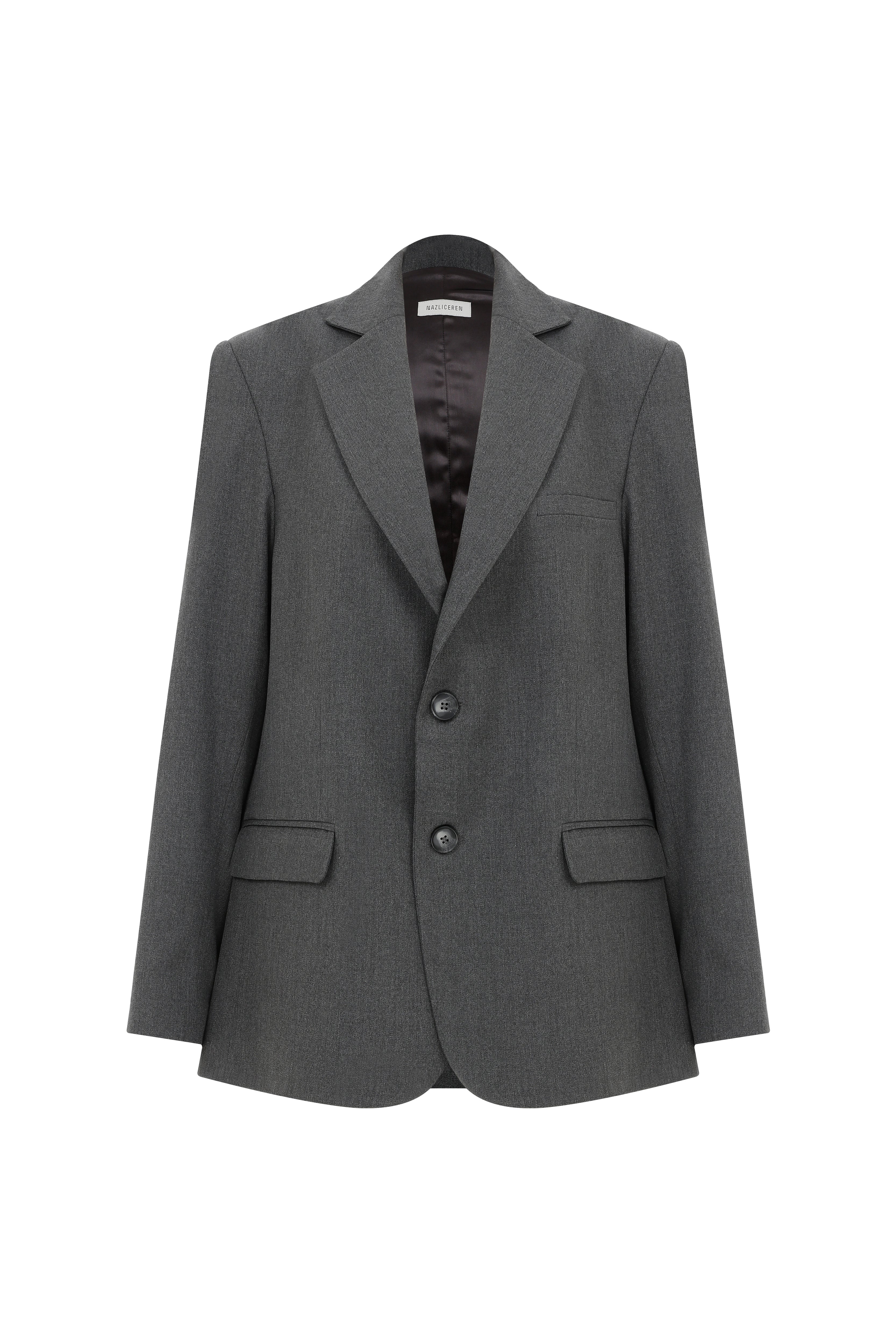 Nazlı Ceren-Boxy Blazer Gri-Ceket-1-Milagron.com